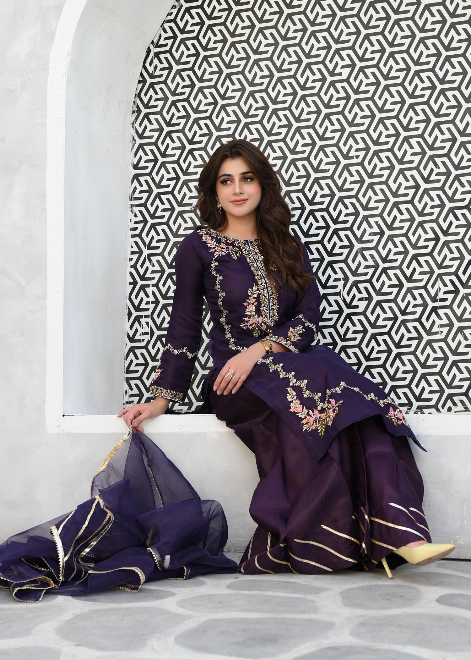 organza Sharara in Purple