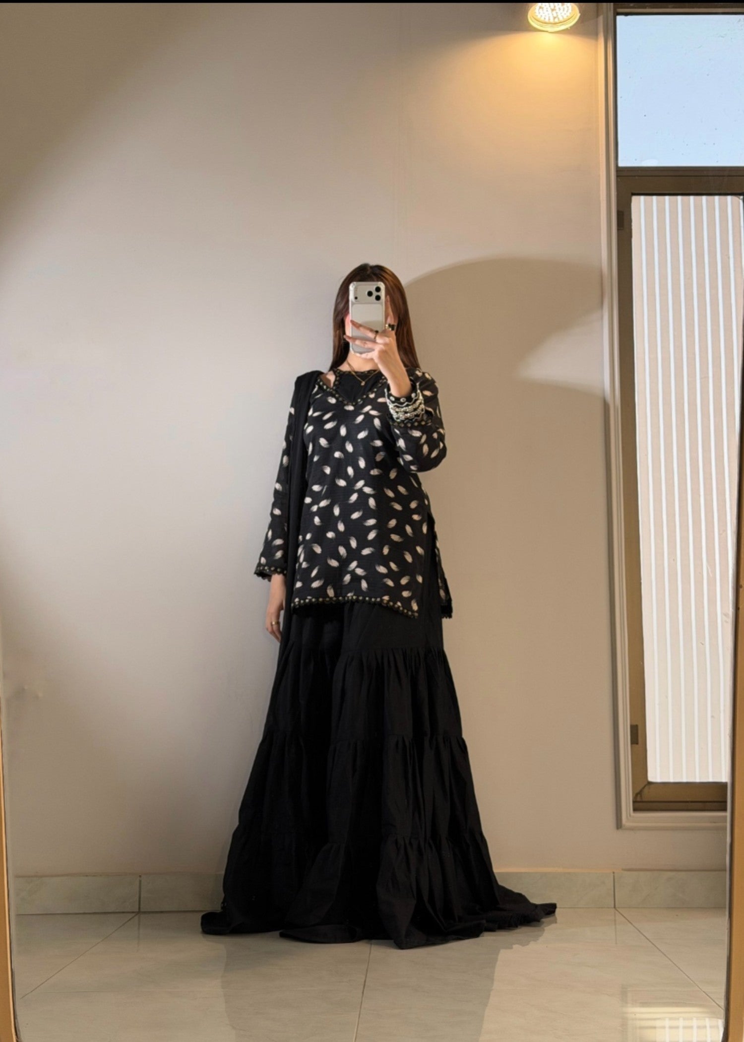 lawn Gharara in Jet black