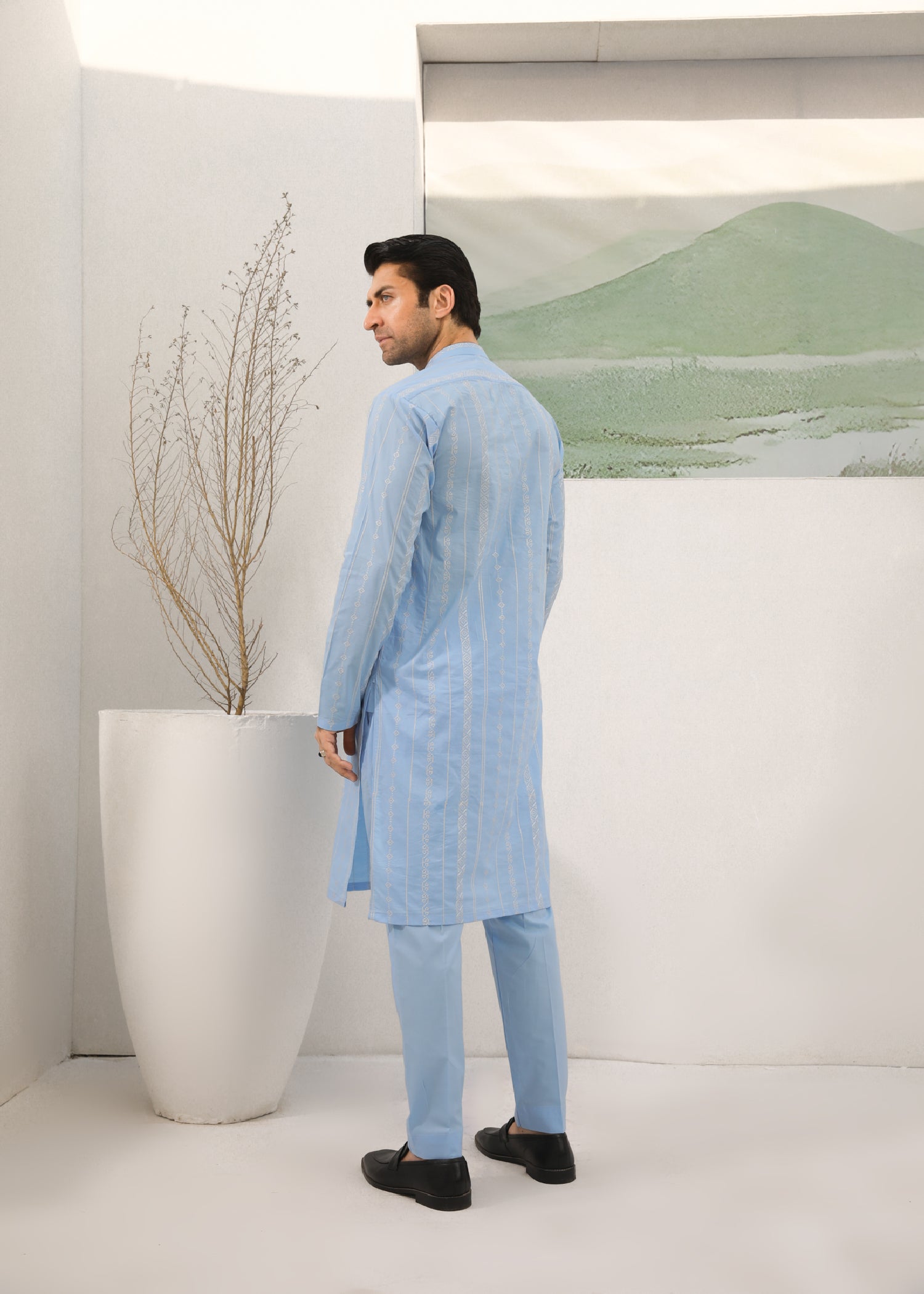cotton Kurta Set in Sky blue by Muraqsh