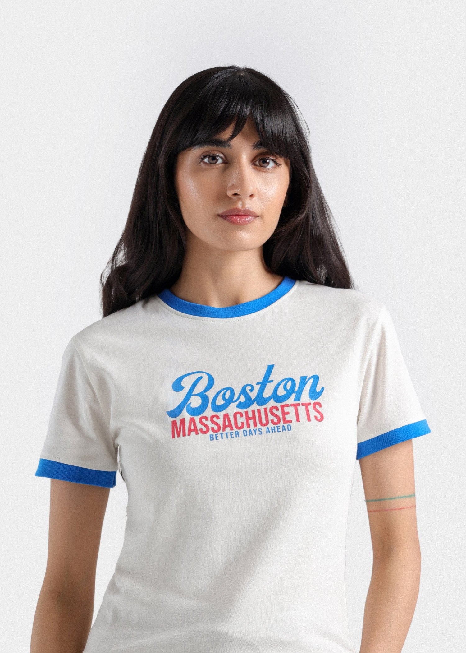 cotton T Shirt in Blue, white