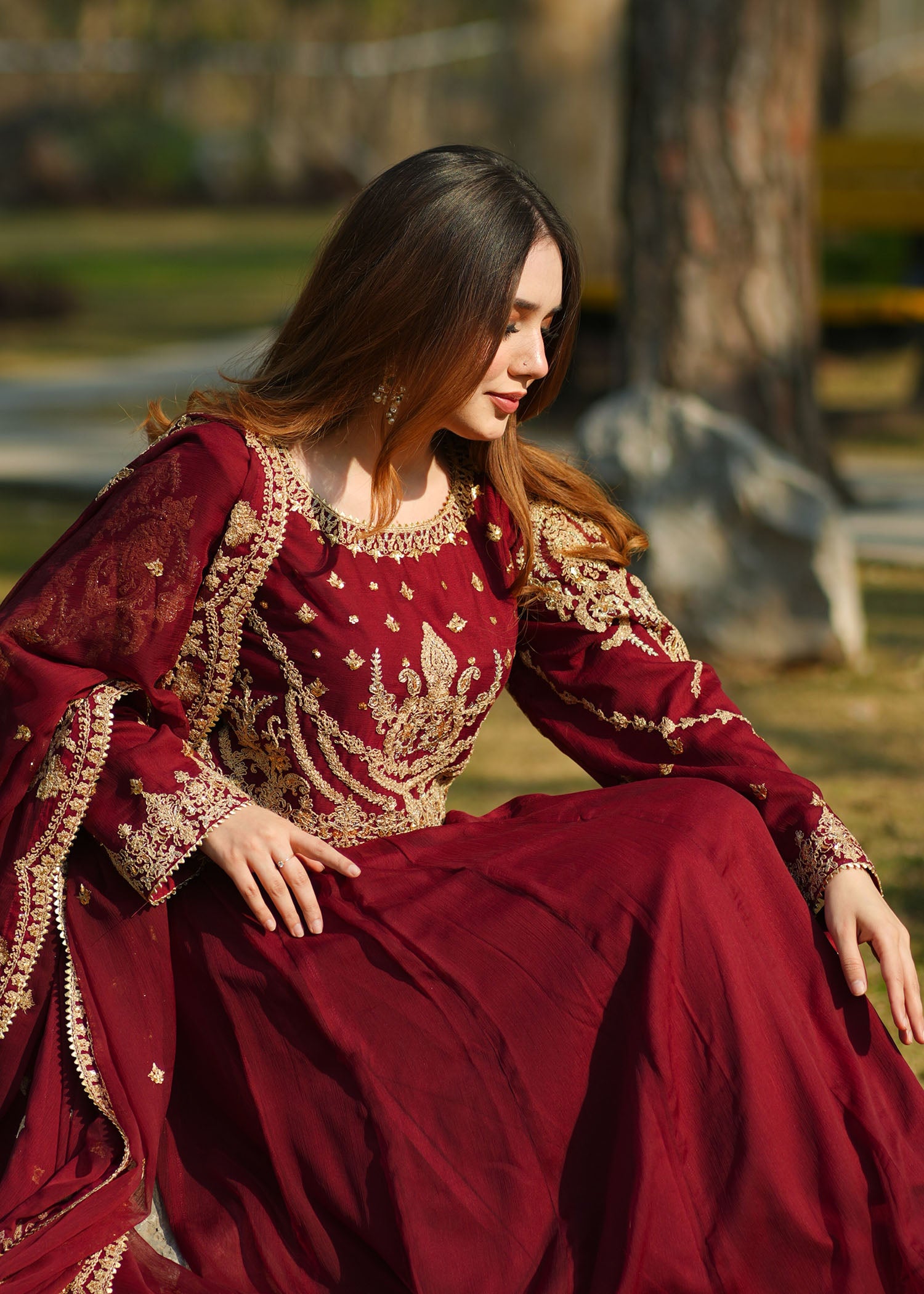 organza Maxi in Maroon