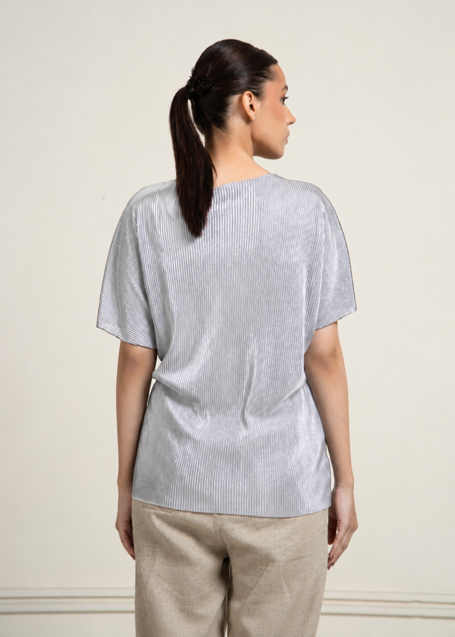 silk Top in Silver