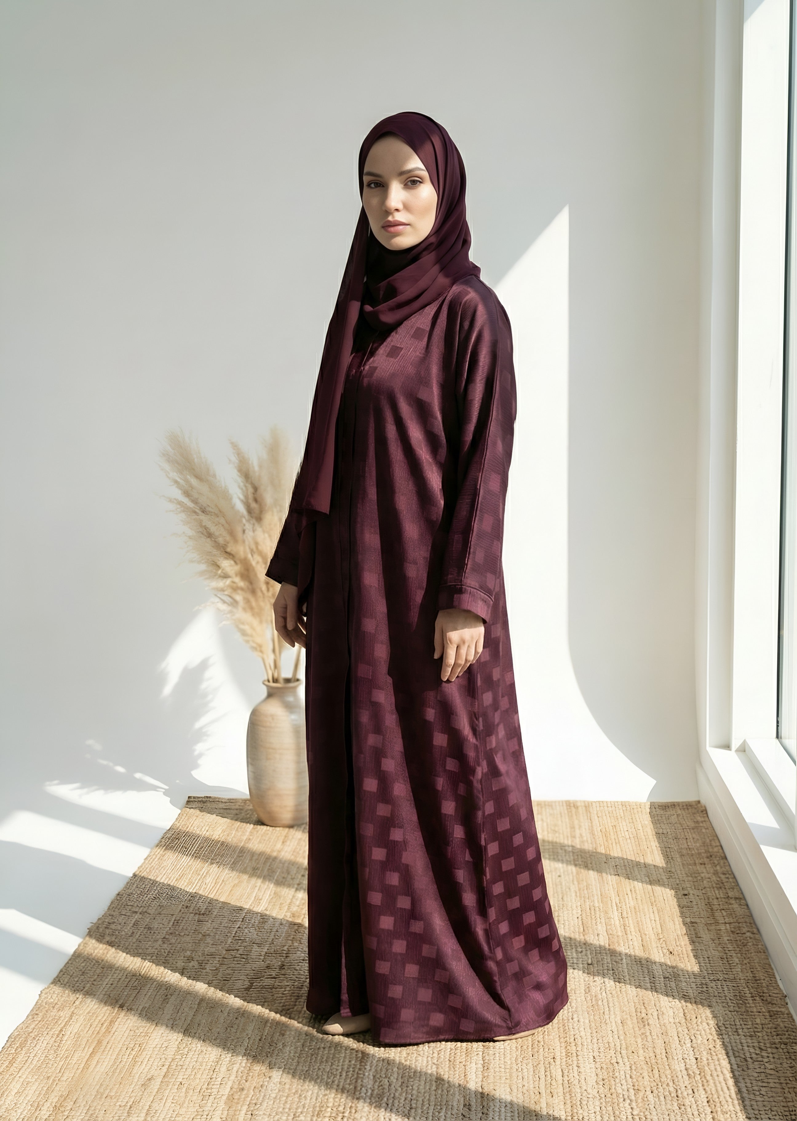 nidha Abaya in Maroon