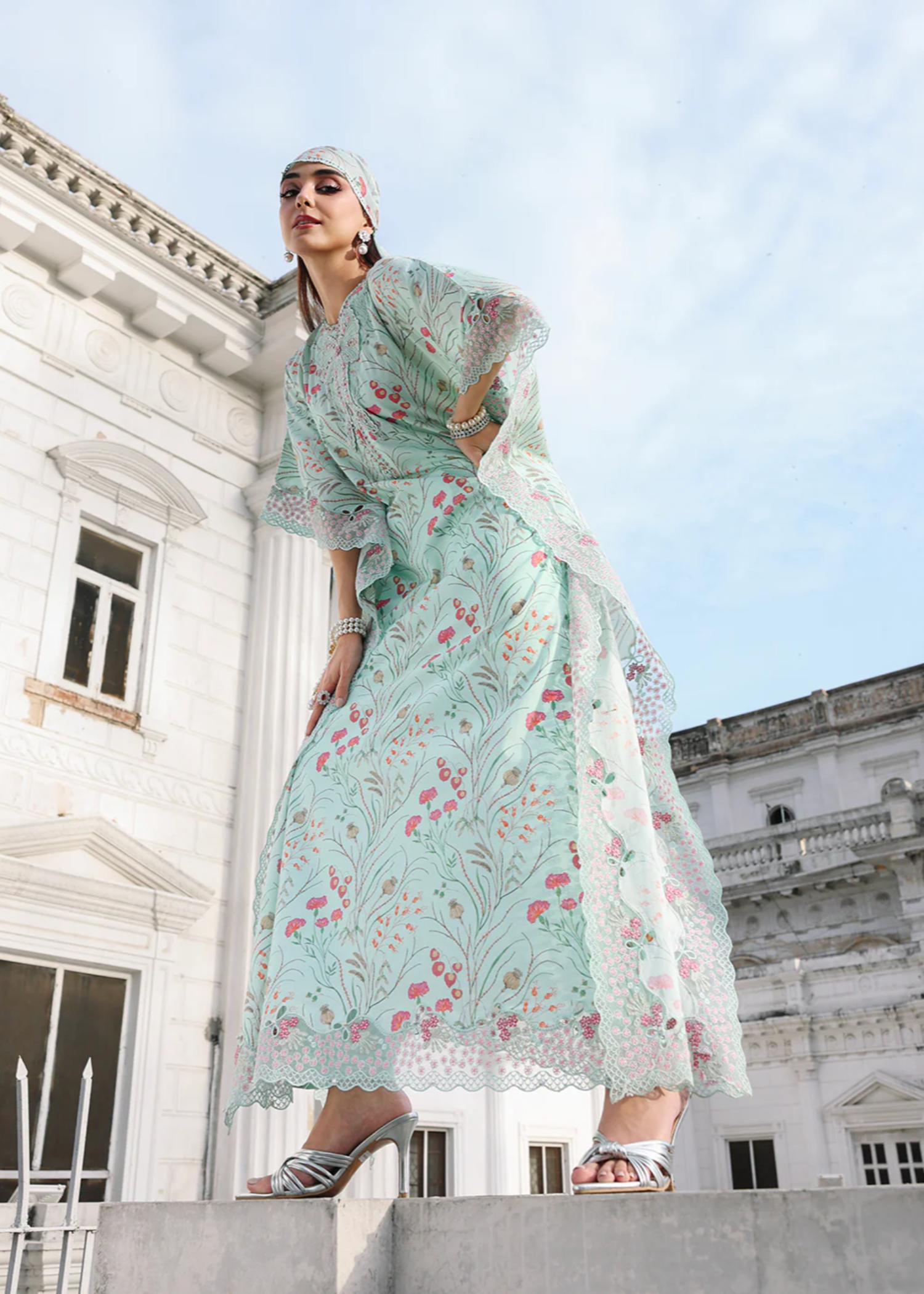lawn Kaftan in Aquamarine