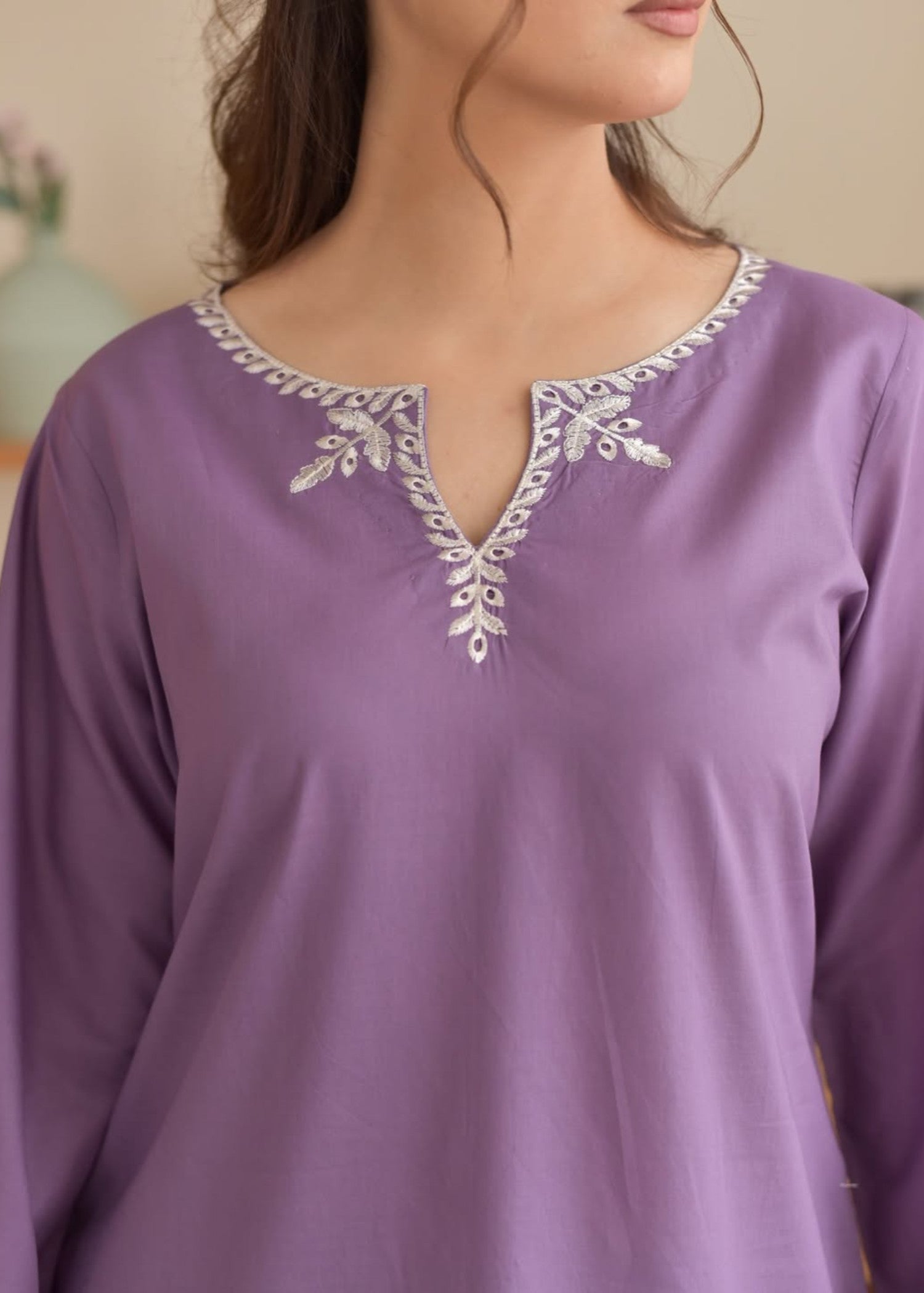cotton Kurta Set in Electric purple