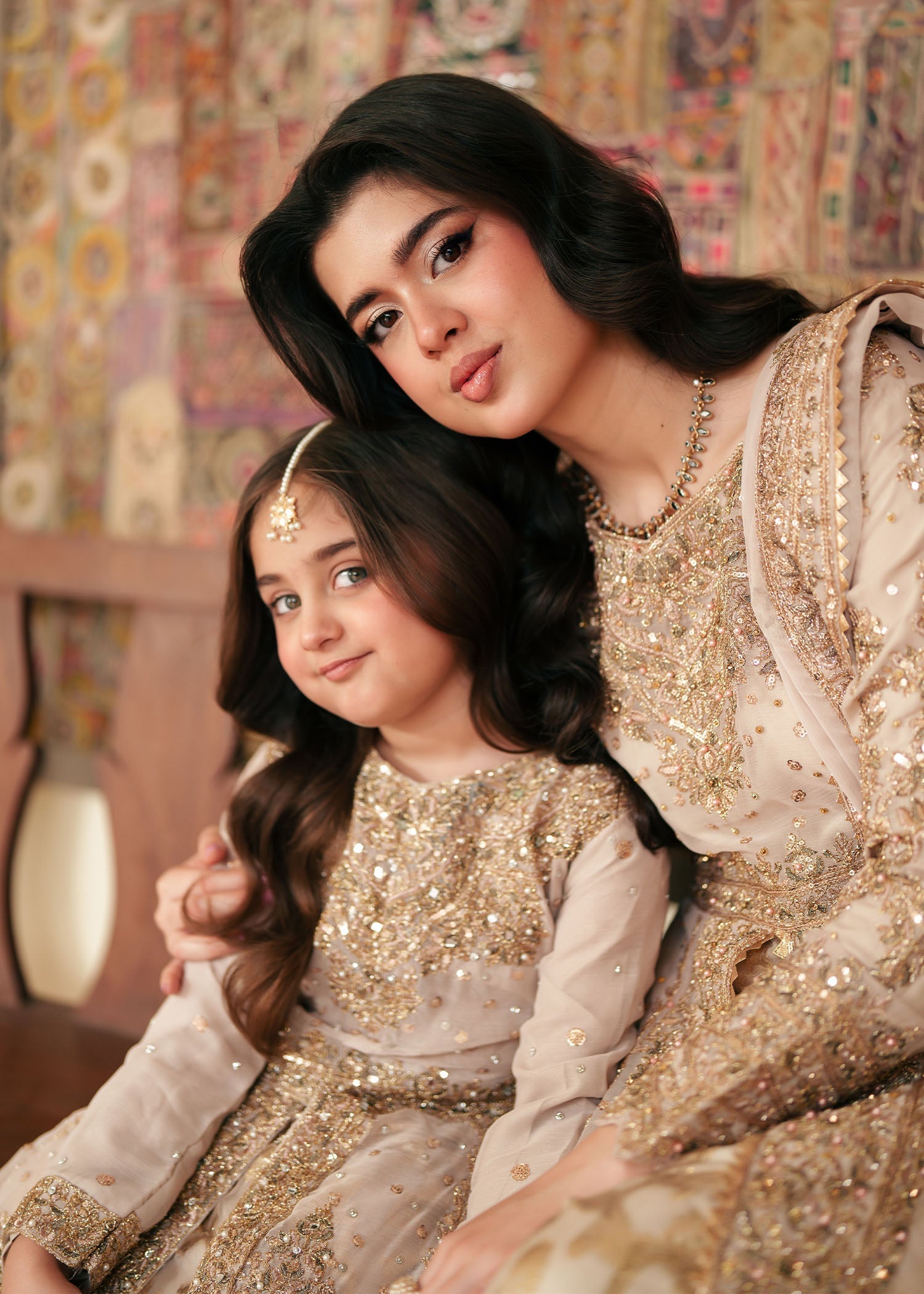 chiffon Pishwas in Gold