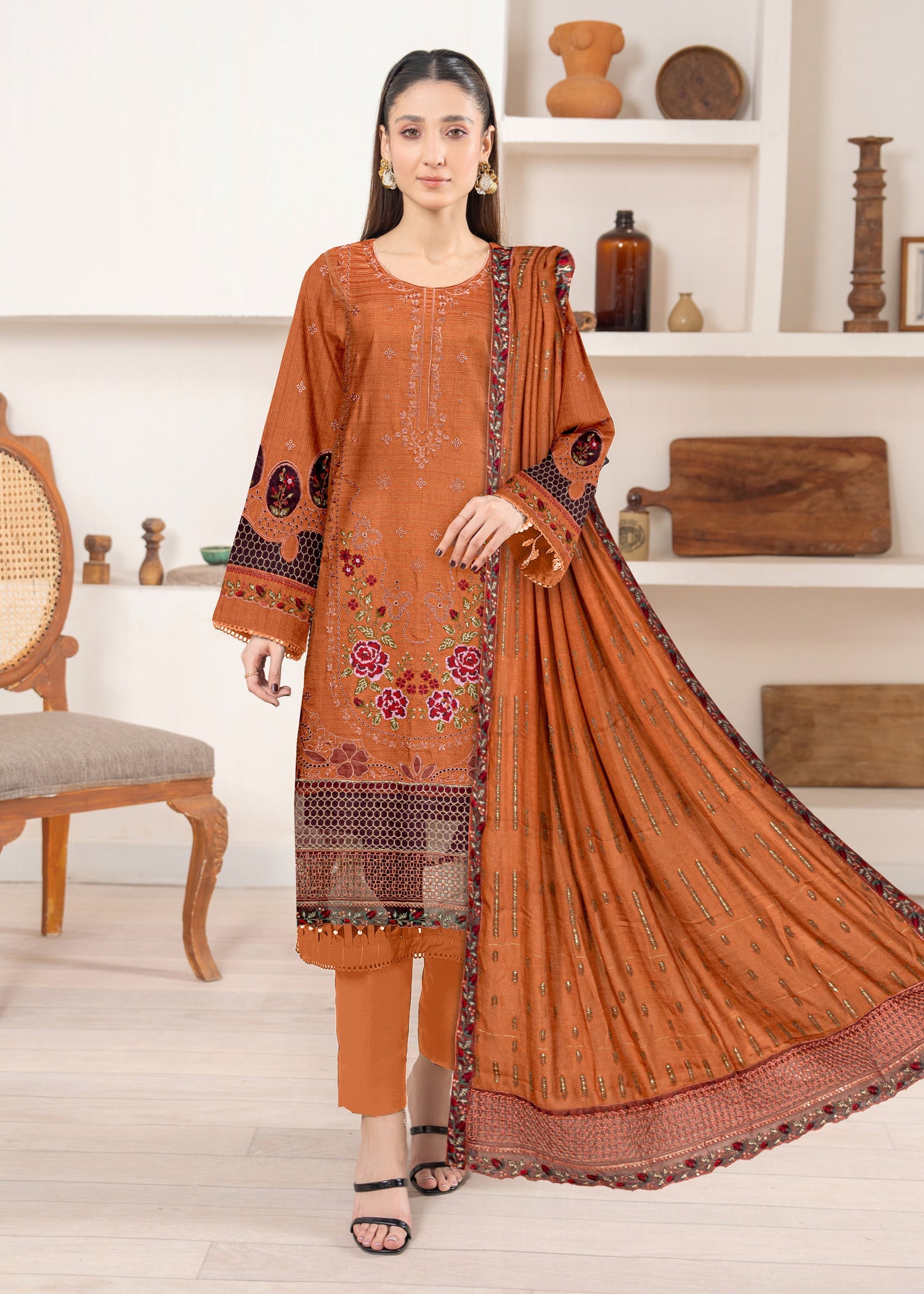 viscose Unstitched in Bronze orange
