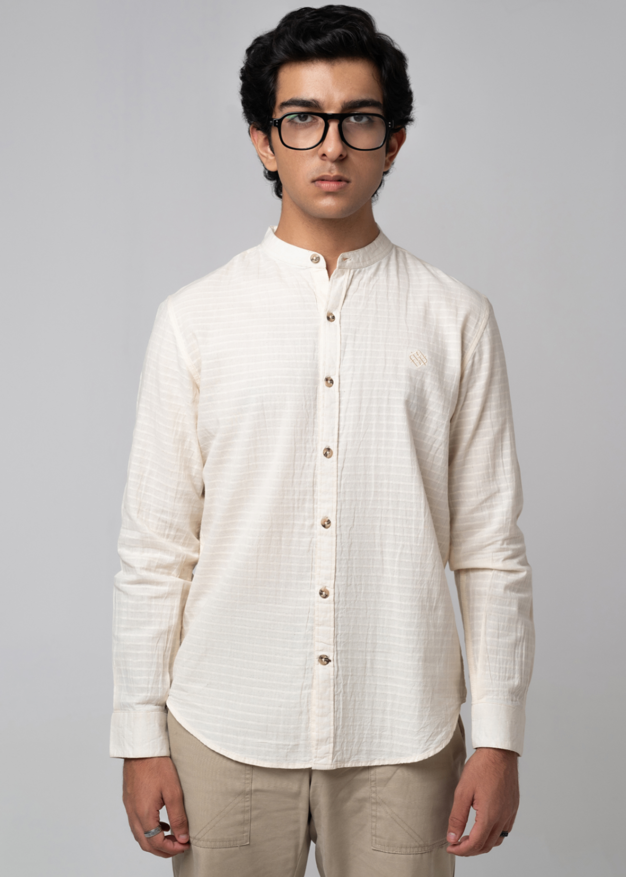 dobby Casual Shirt in Off-white