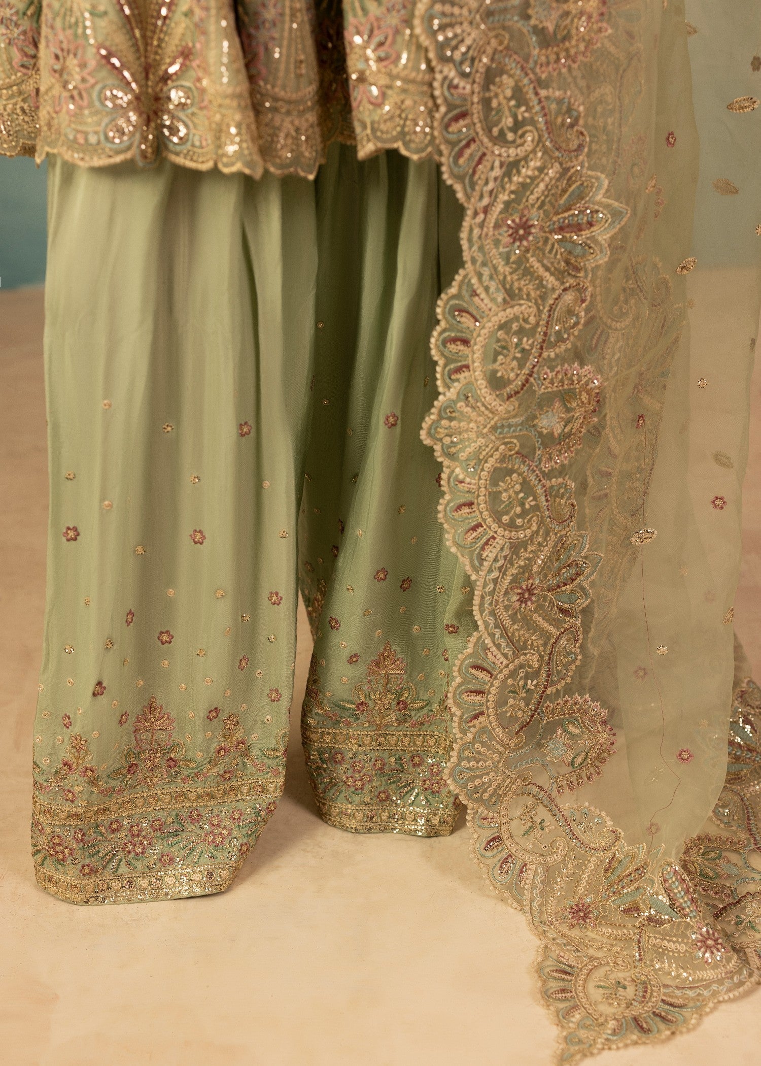 organza Peplum in Mint green