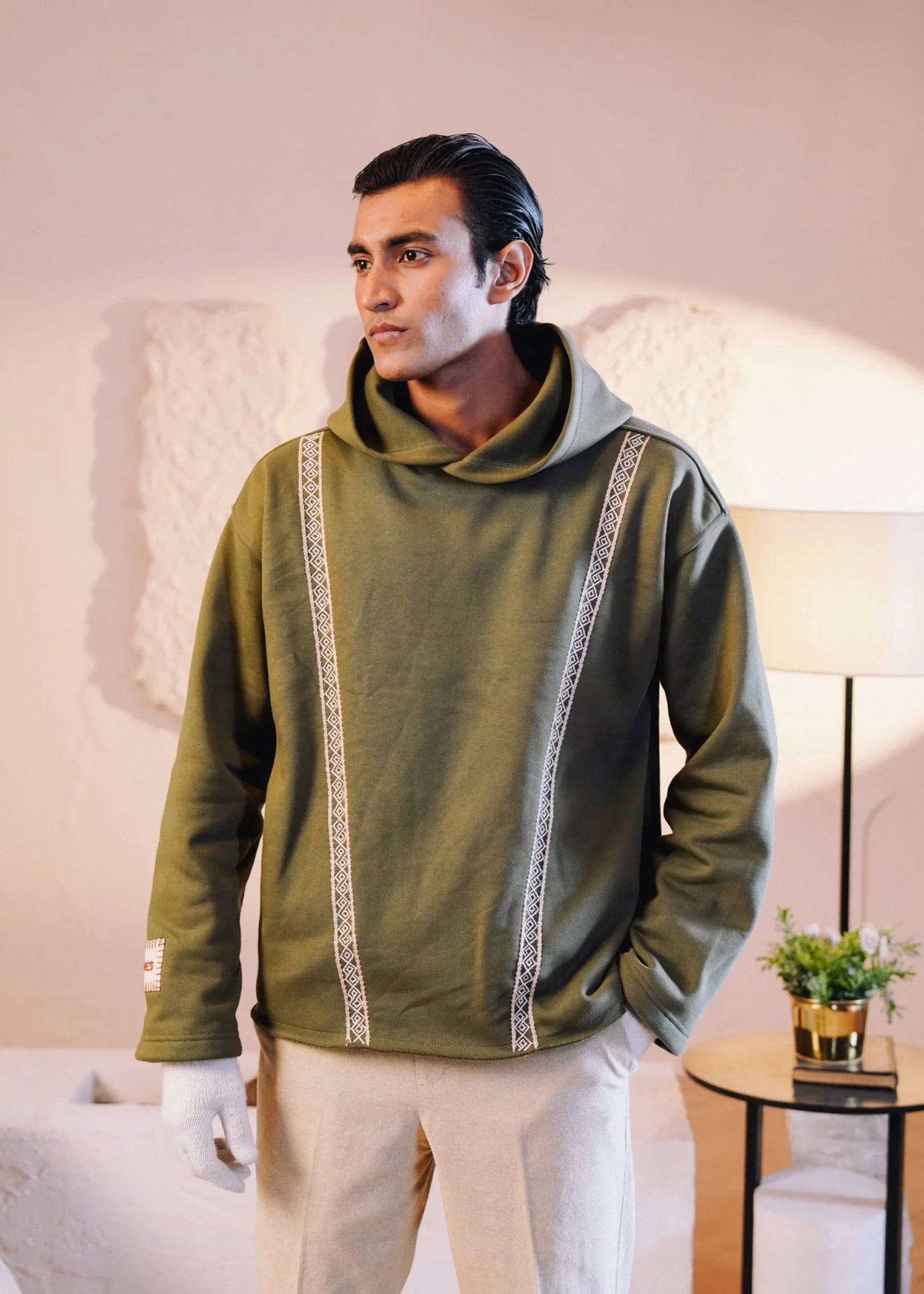 fleece Hoodie in Avocado green