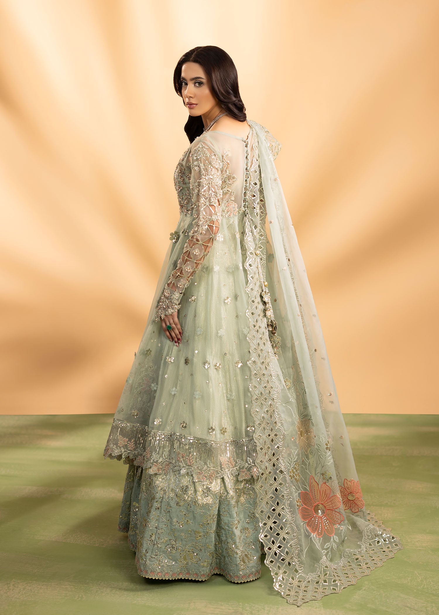 organza Maxi in Pistachio green