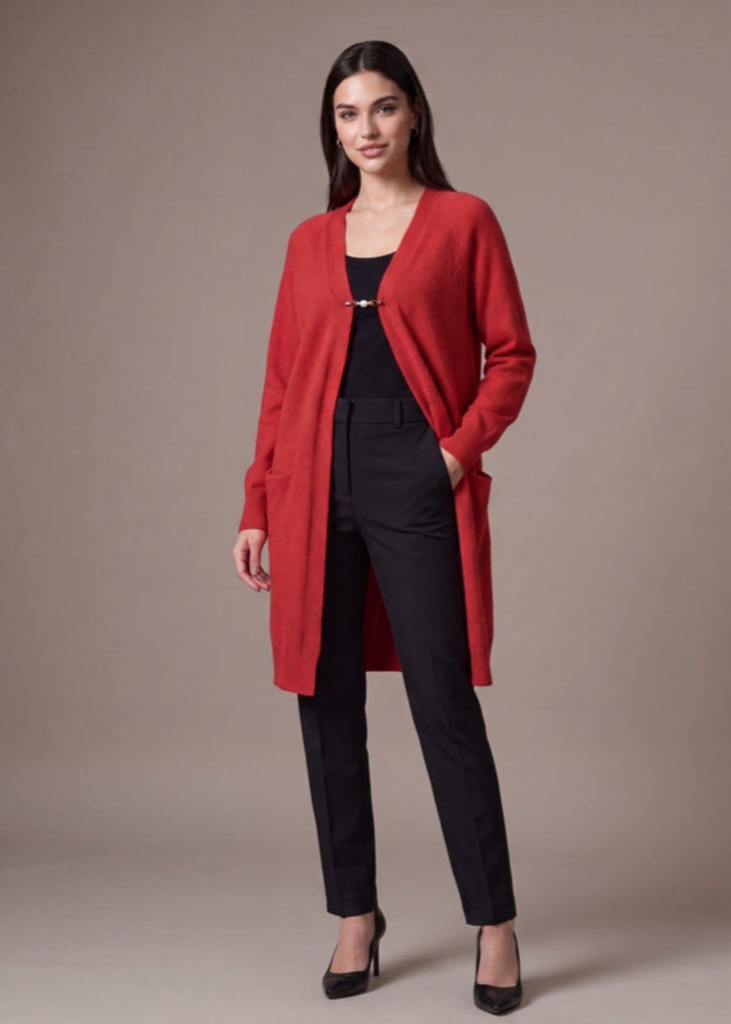 wool Cardigan in Blood red