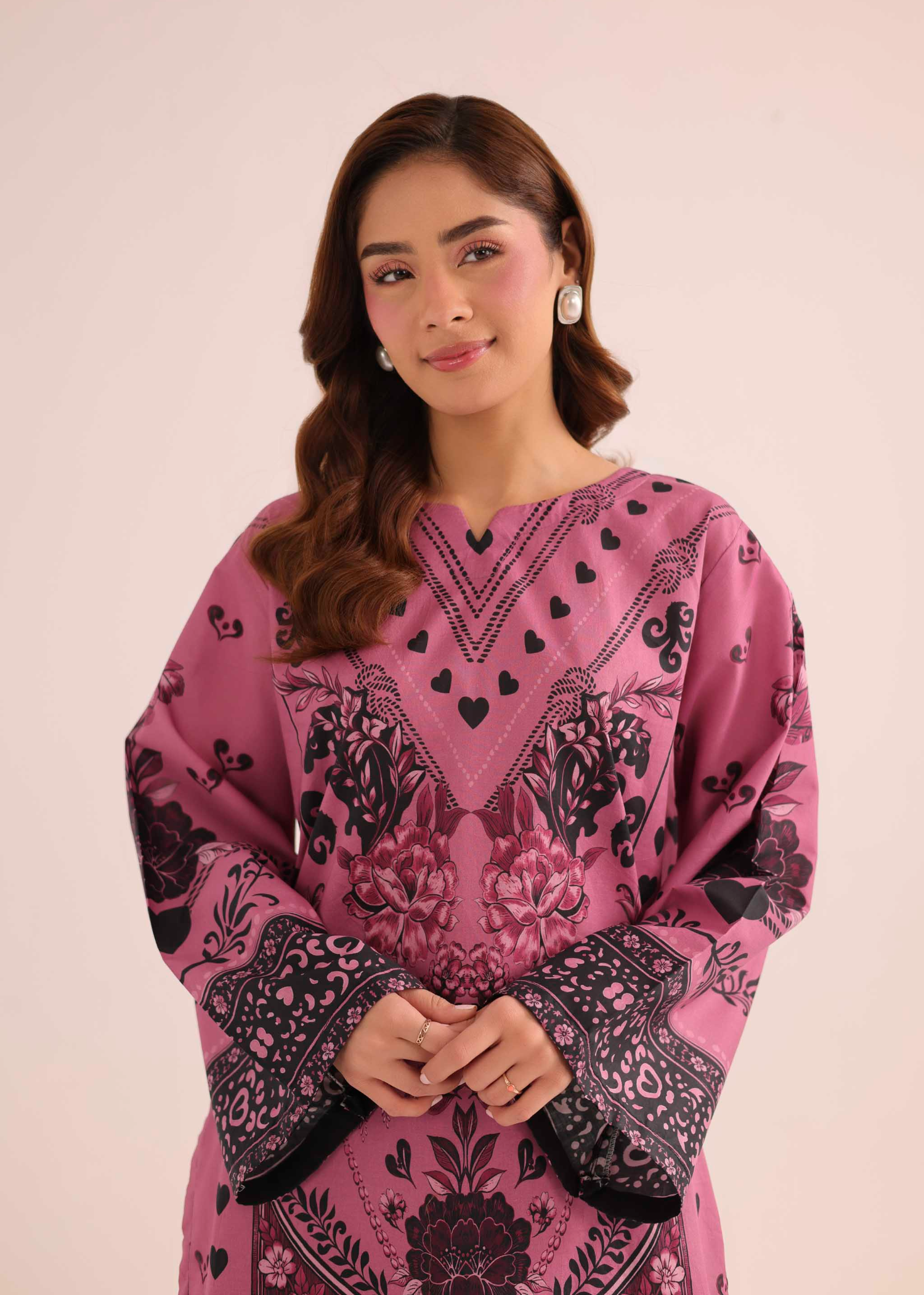 poly lawn Kurti in Purple