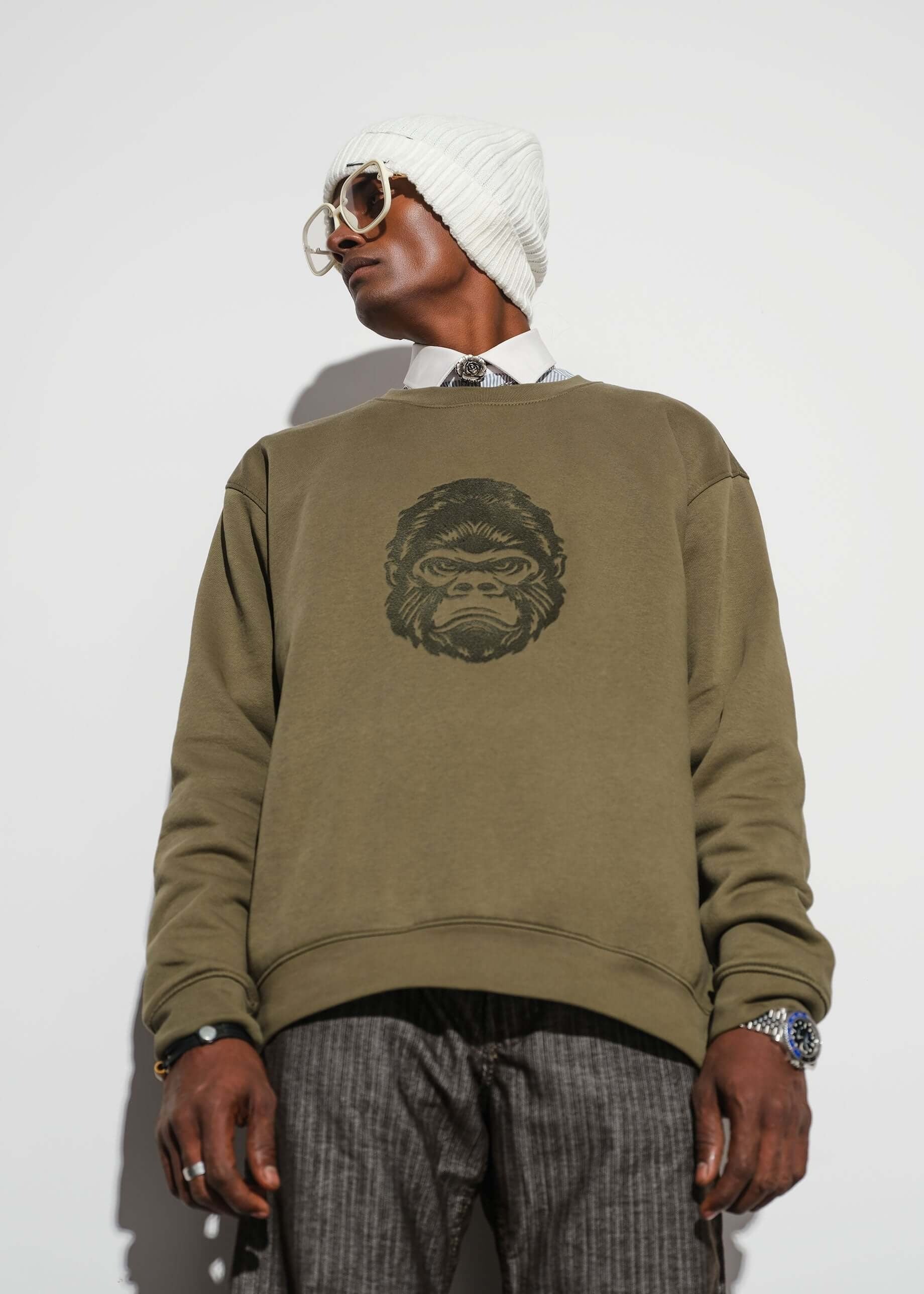 fleece Sweatshirt in Sage green