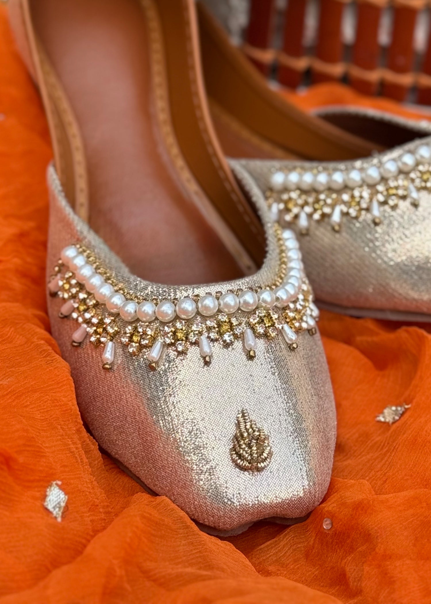 Khussa in Champagne by - High Quality Women Khussa KIZ3805