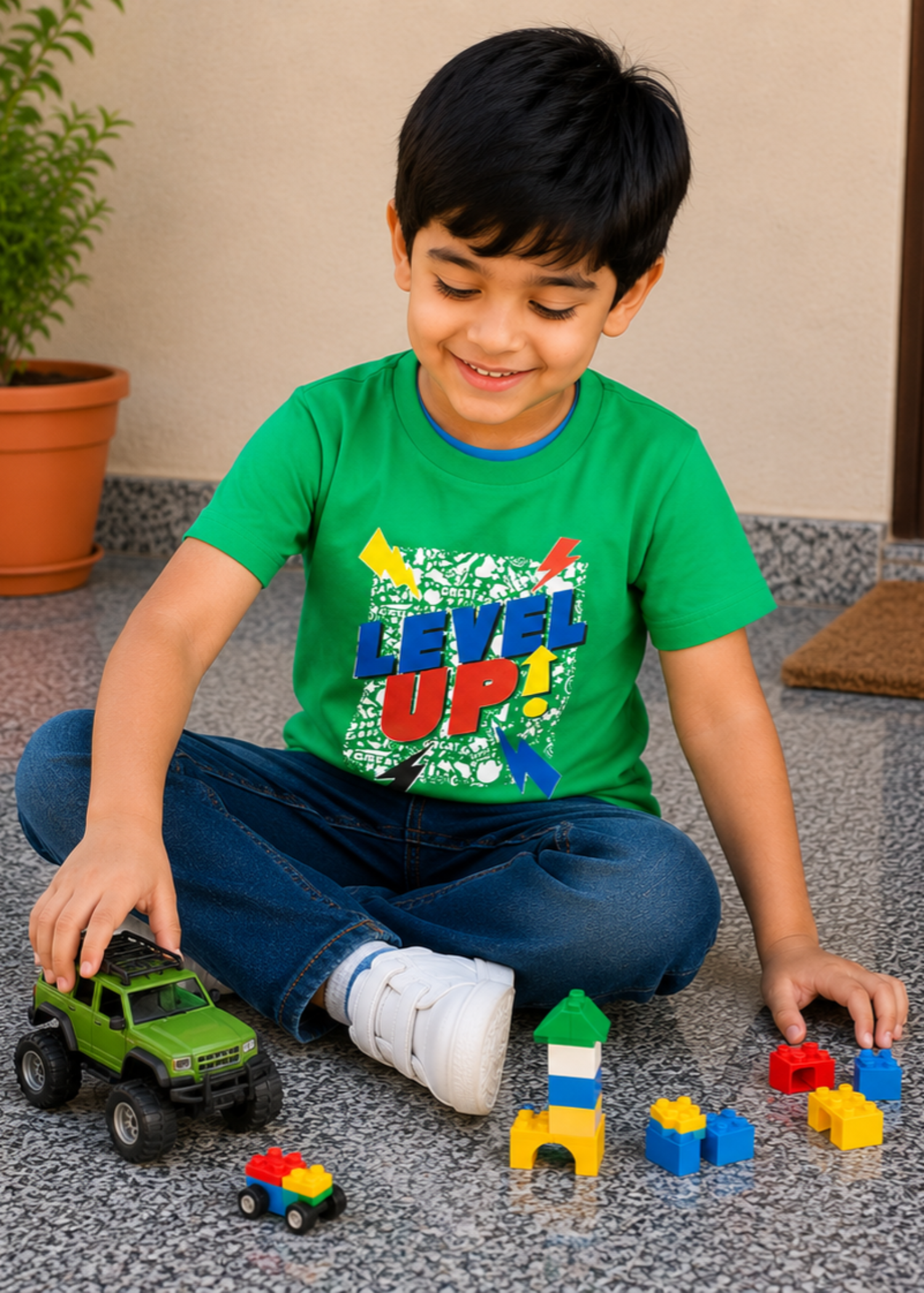 cotton jersey T Shirt in Forest green