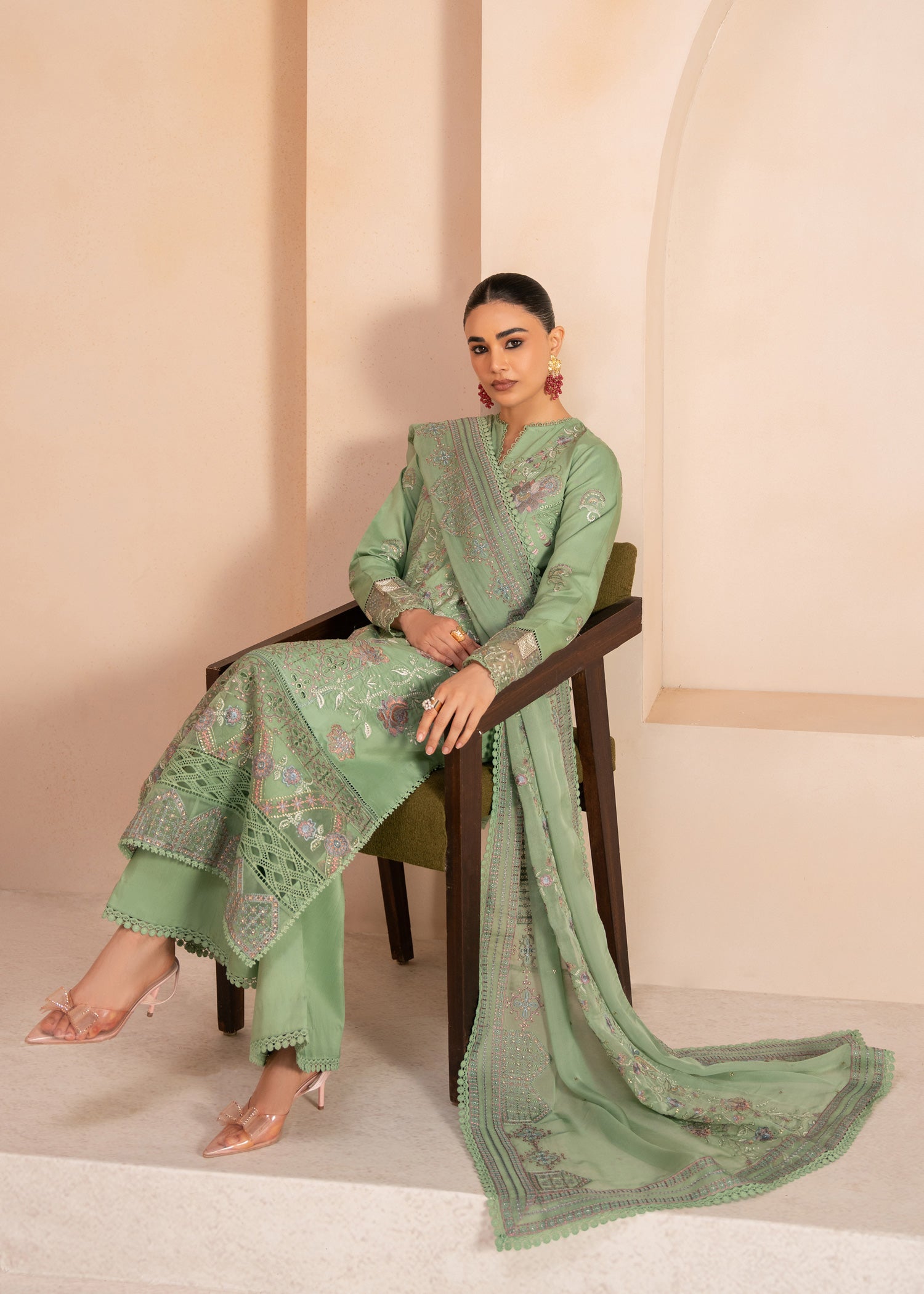 viscose Unstitched in Pistachio green