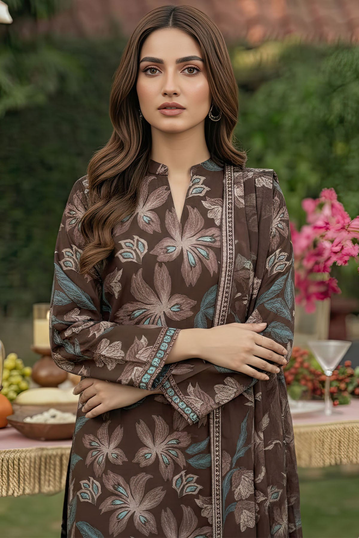 lawn Unstitched in Brown