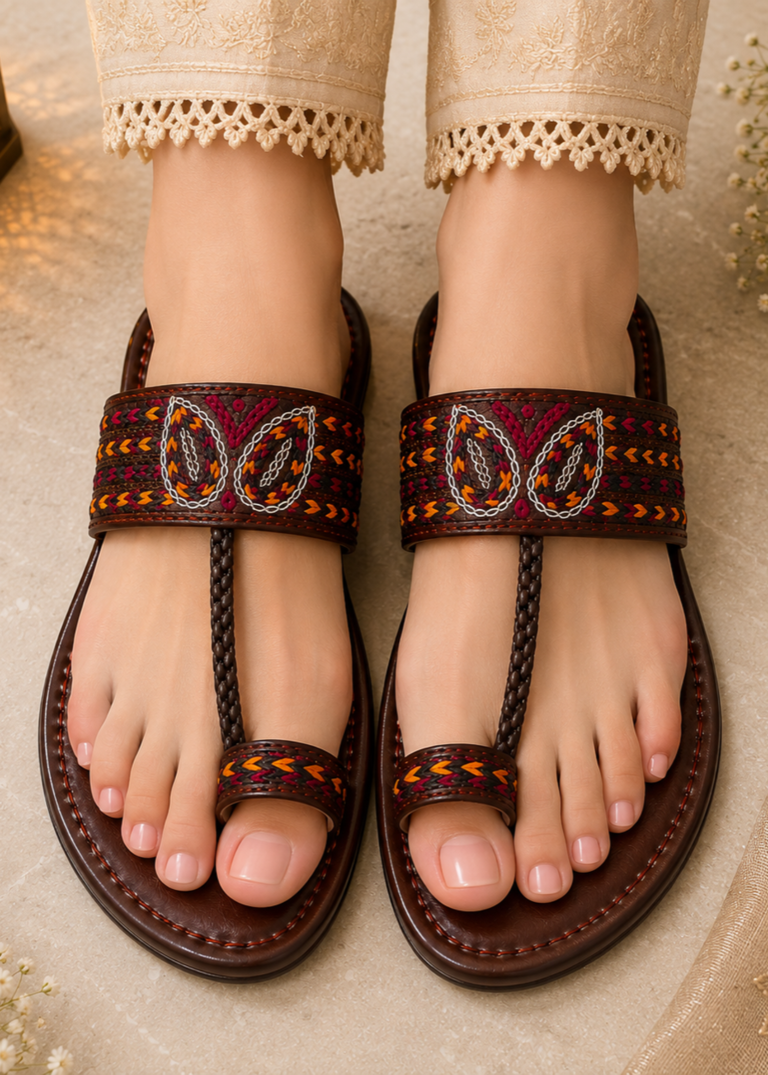 Kolapuri in Multi, black by - High Quality Women Kolapuri IEG9039