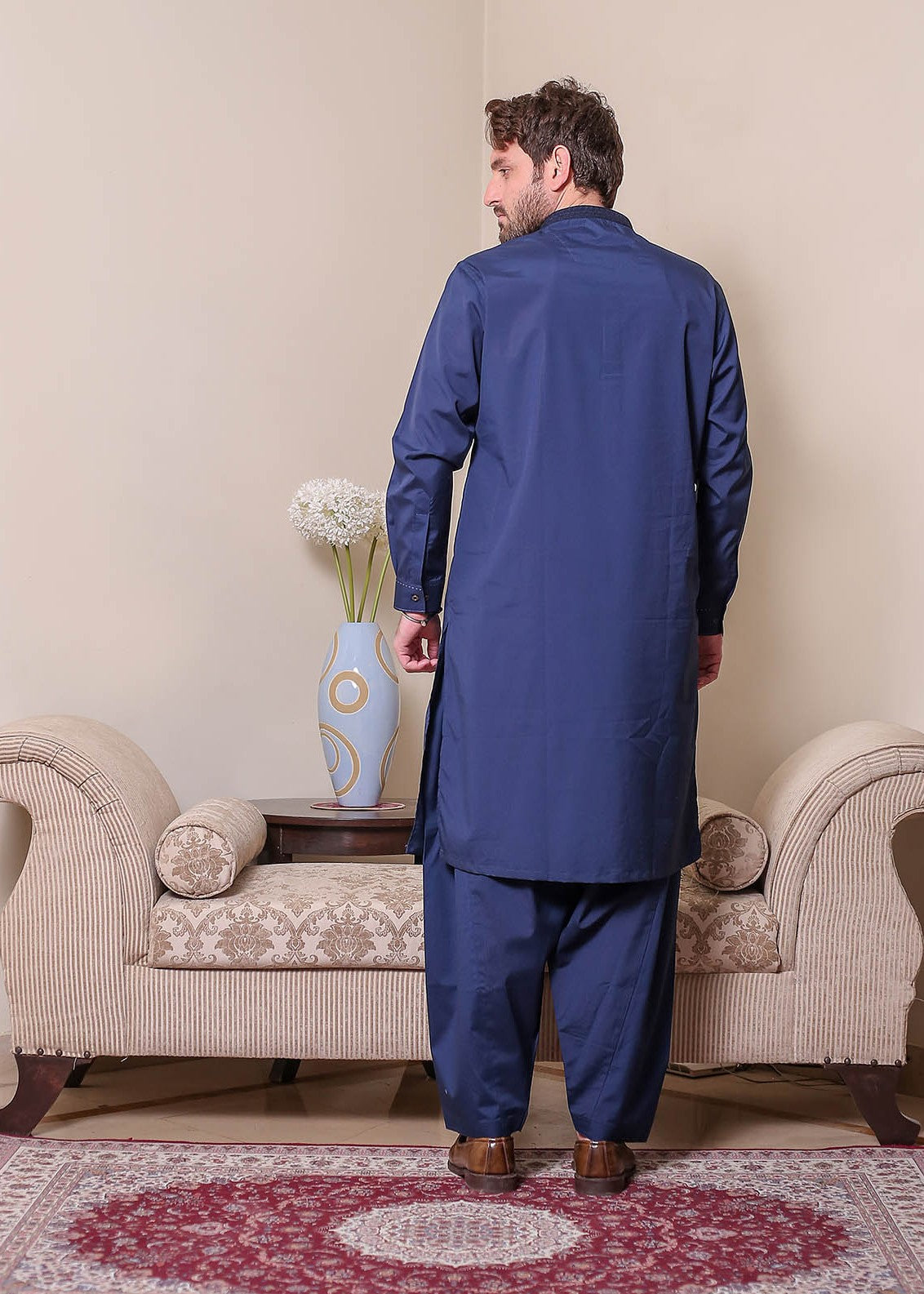 cotton satin Shalwar Kameez in Royal blue