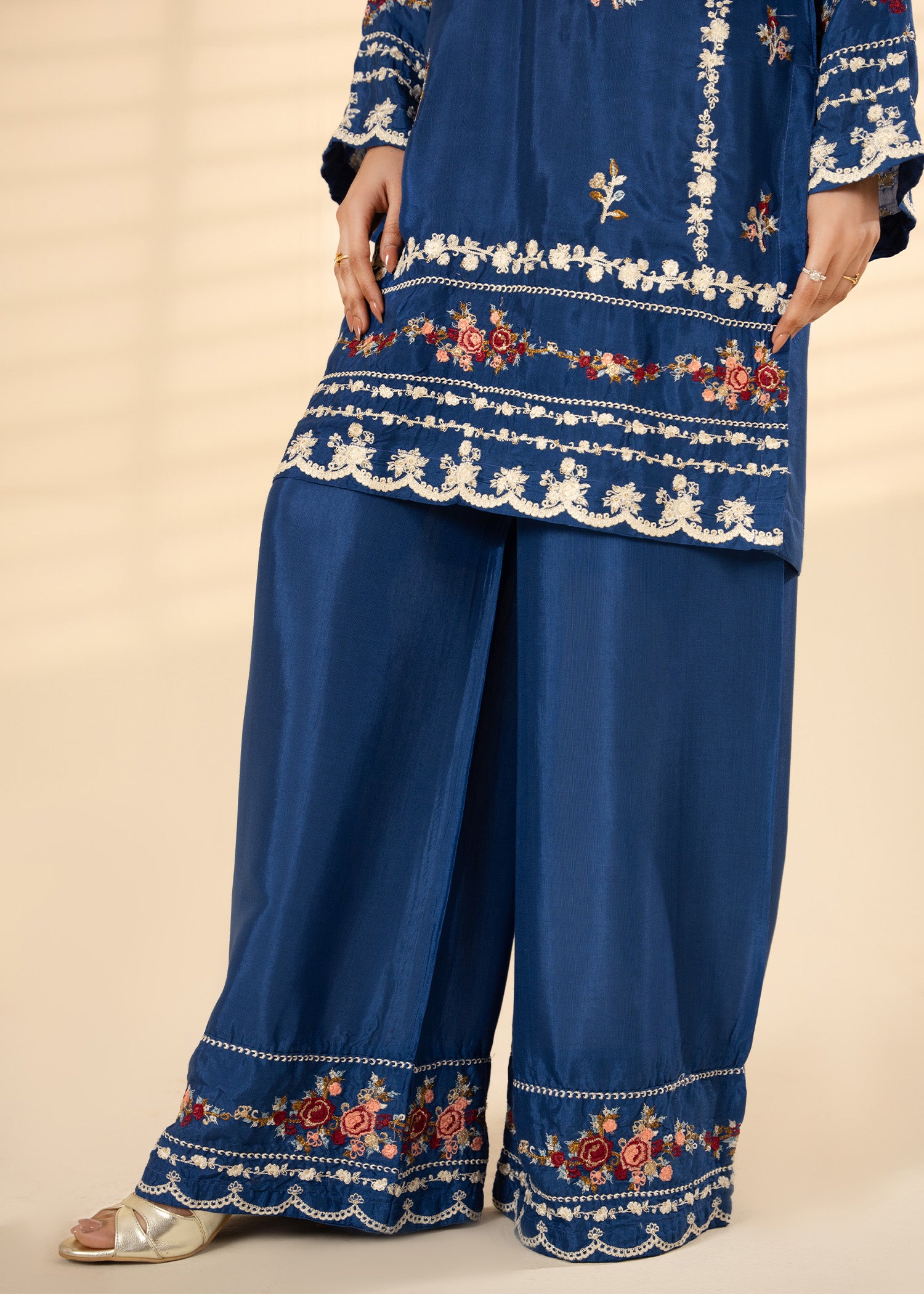 viscose raw silk Kurta Set in Royal blue