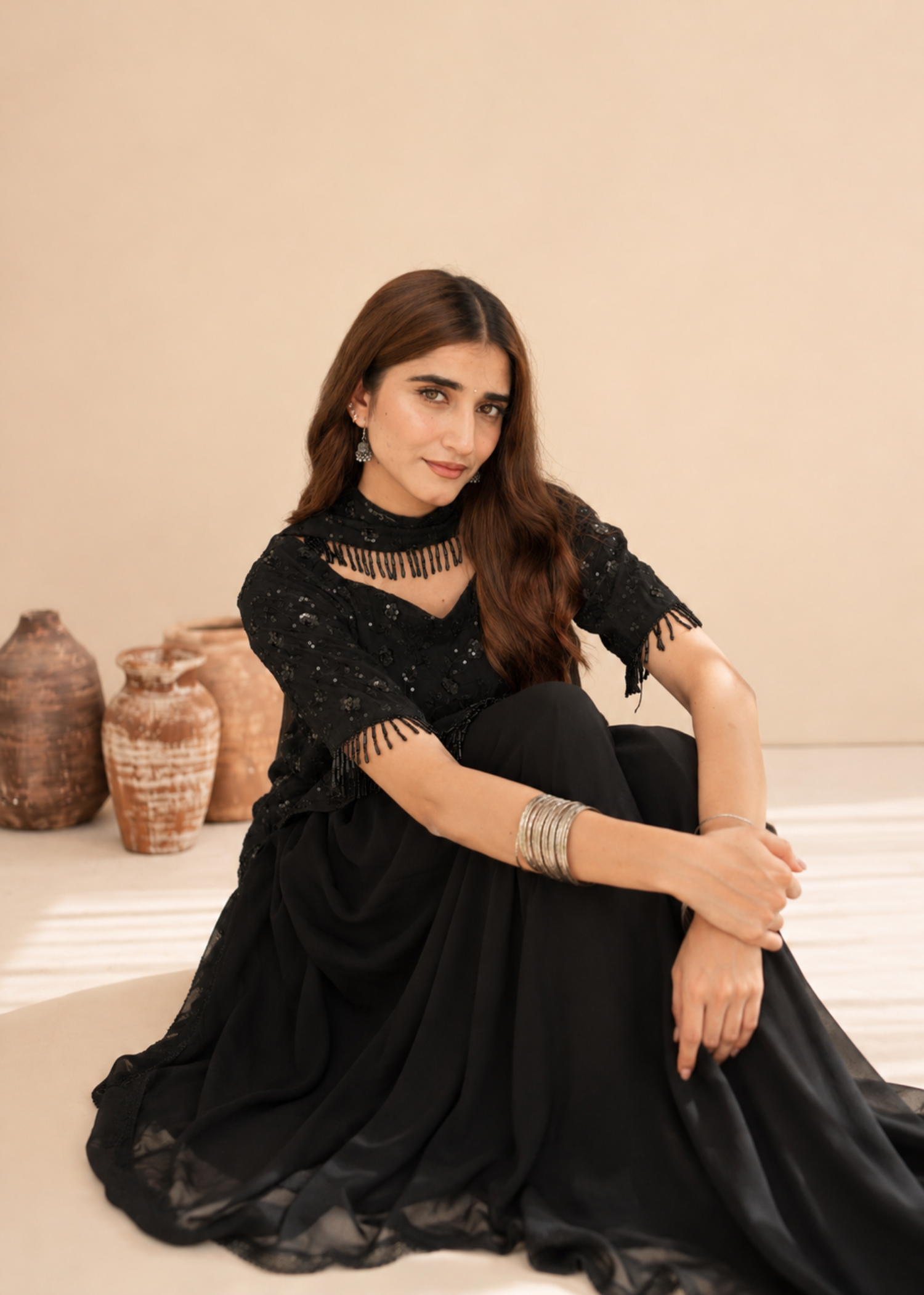 chiffon Sharara in Black