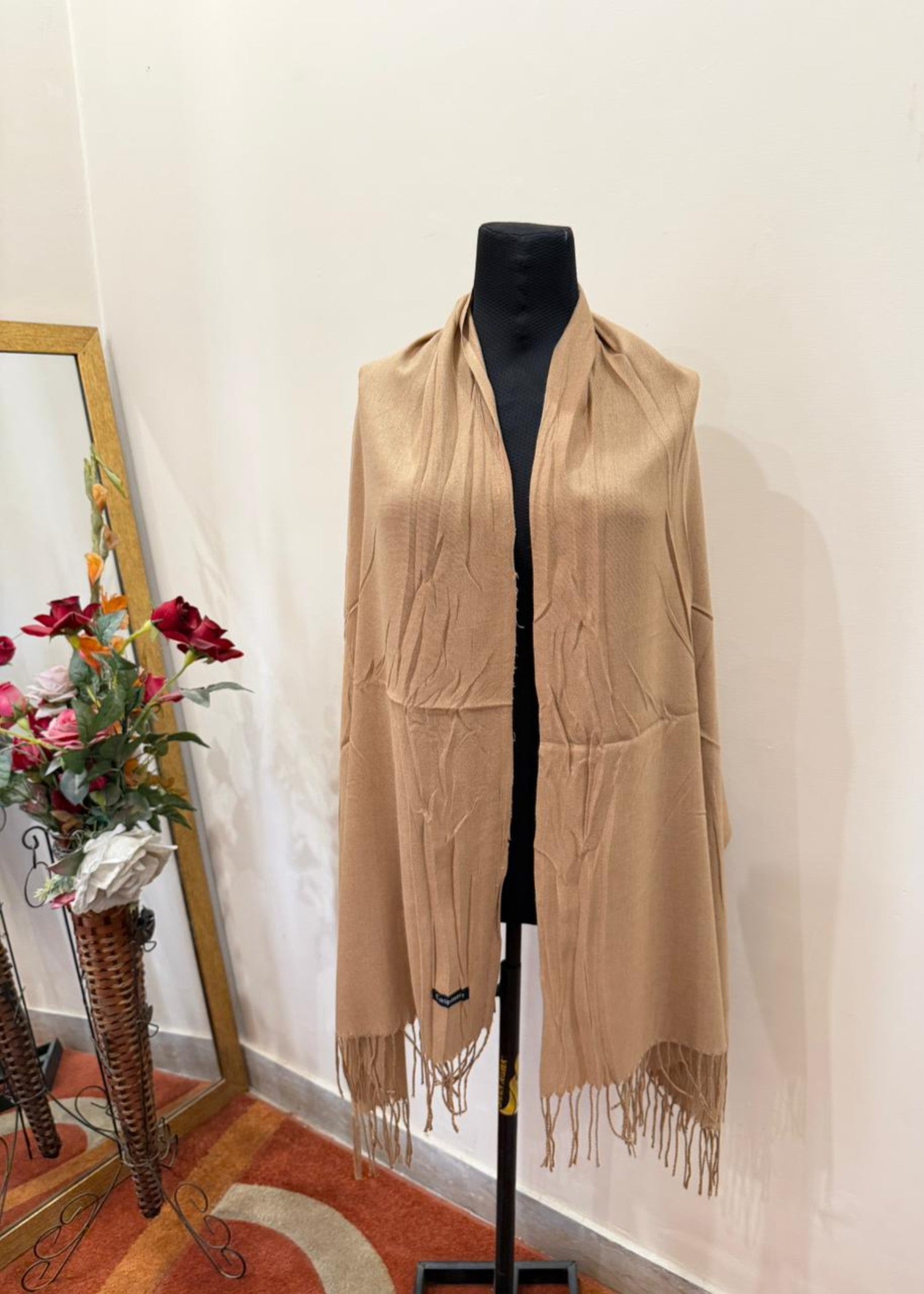cashmere wool Hijab in Camel brown