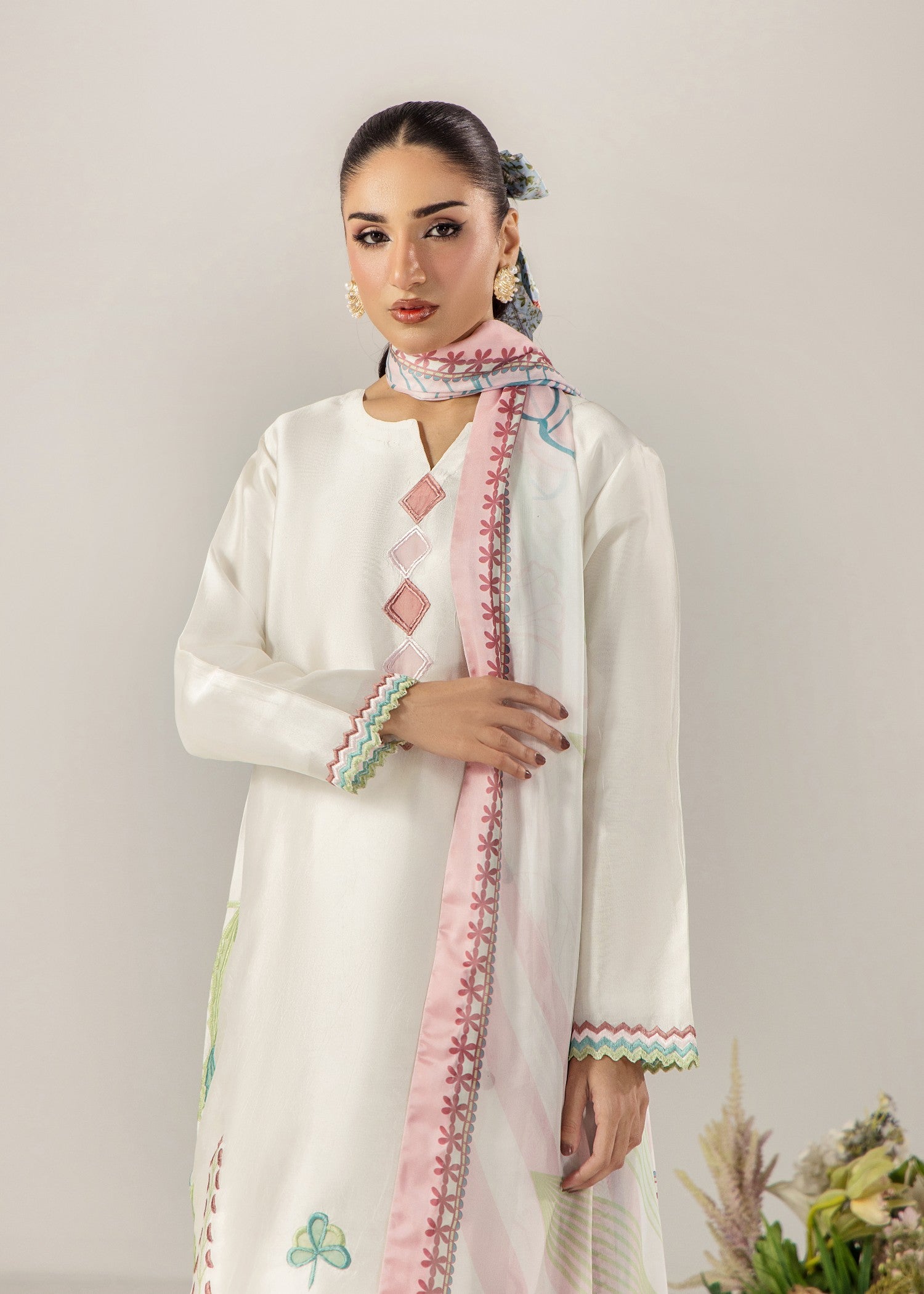 pure silk Kurta Set in White