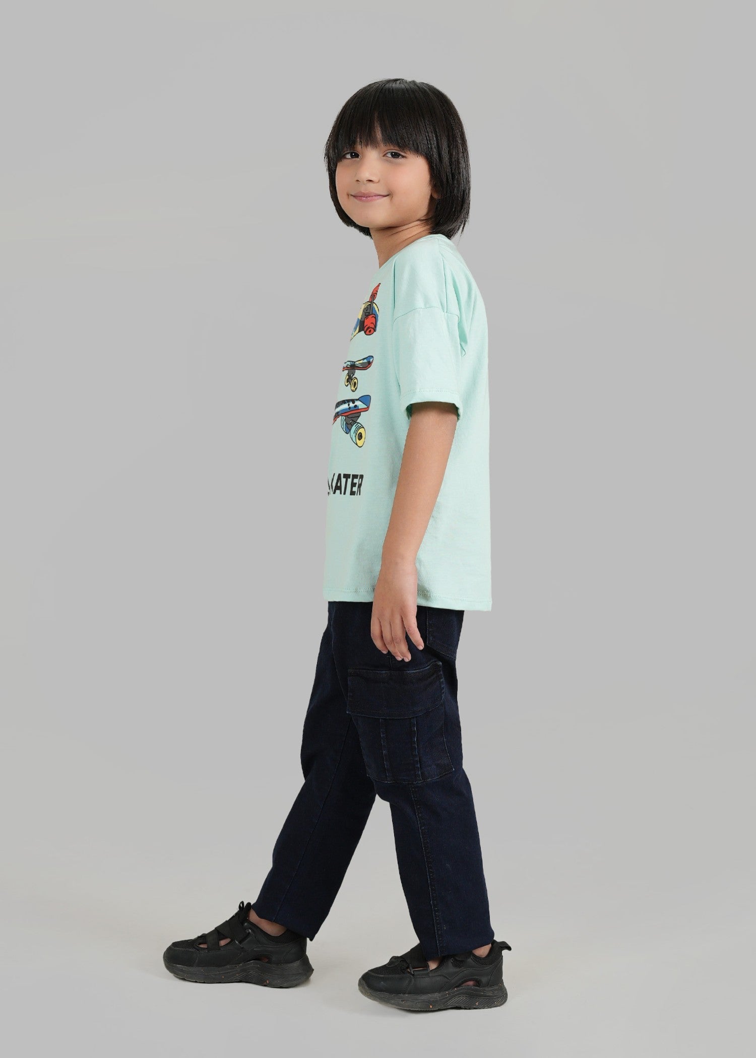 cotton T Shirt in Light cyan