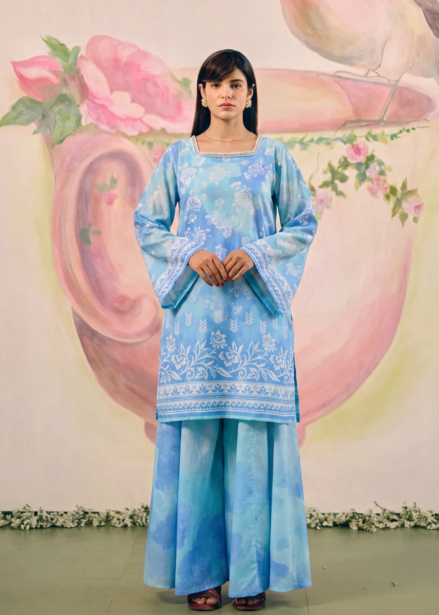 lawn Sharara in Blue lagoon
