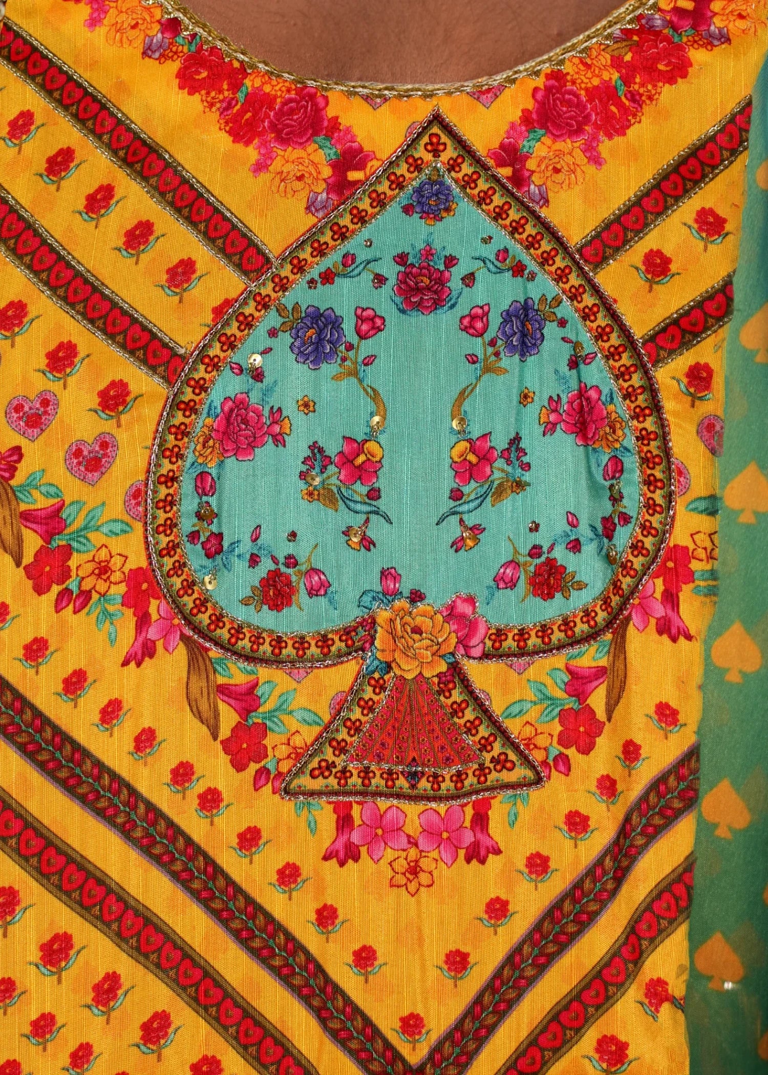 raw silk Unstitched in Mari gold