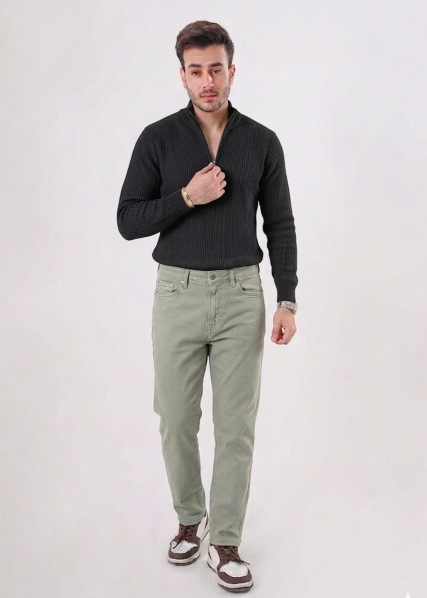 cotton Jeans in Sage green