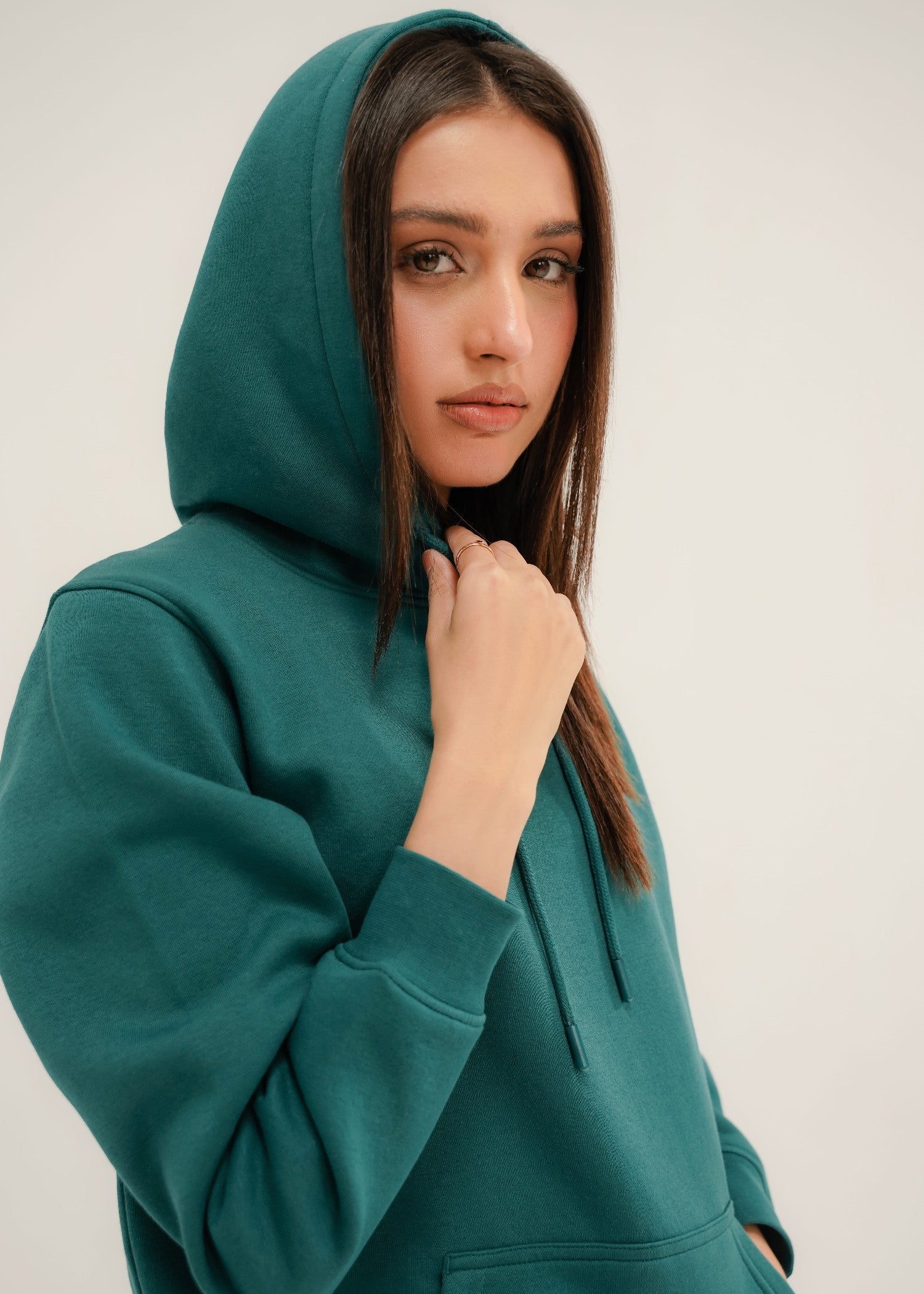 fleece Hoodie in Pine green