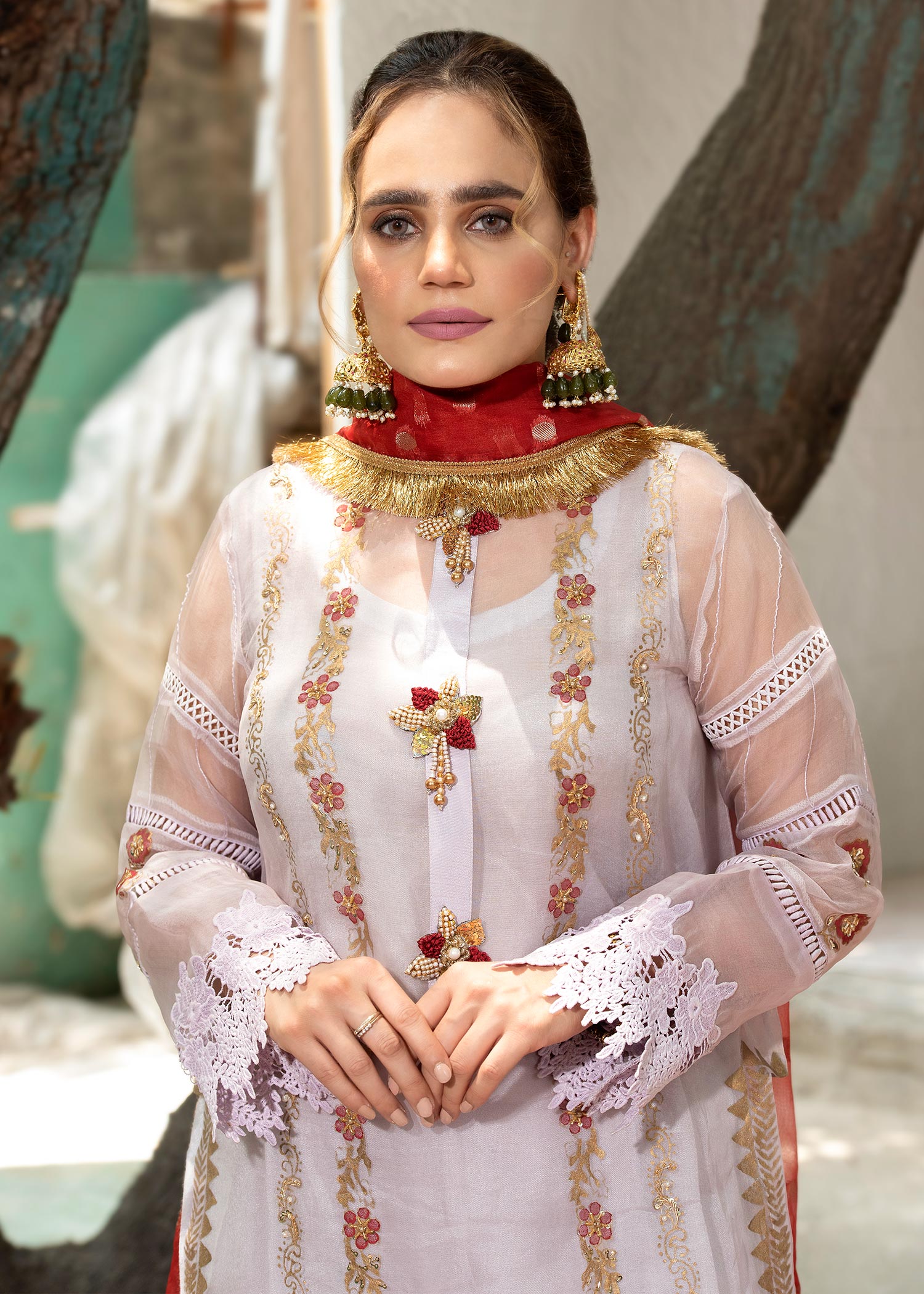 organza Kurta Set in Lavender