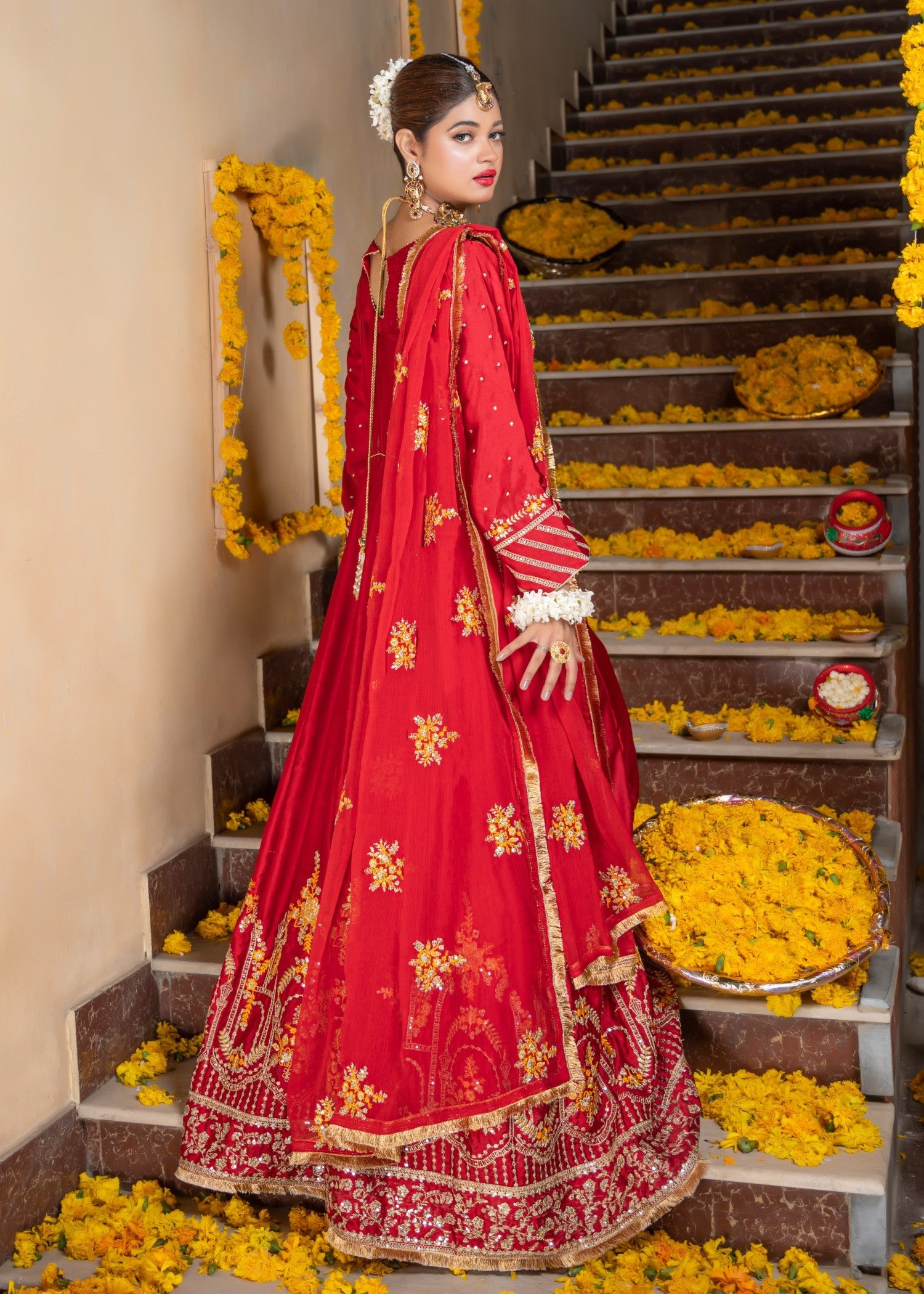 silk Pishwas in Red