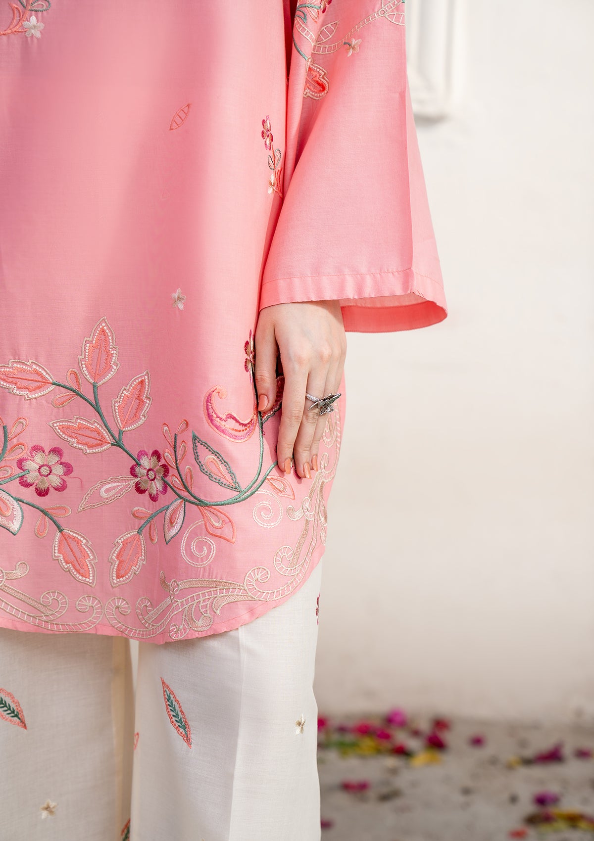 cotton Kurta Set in Peach pink