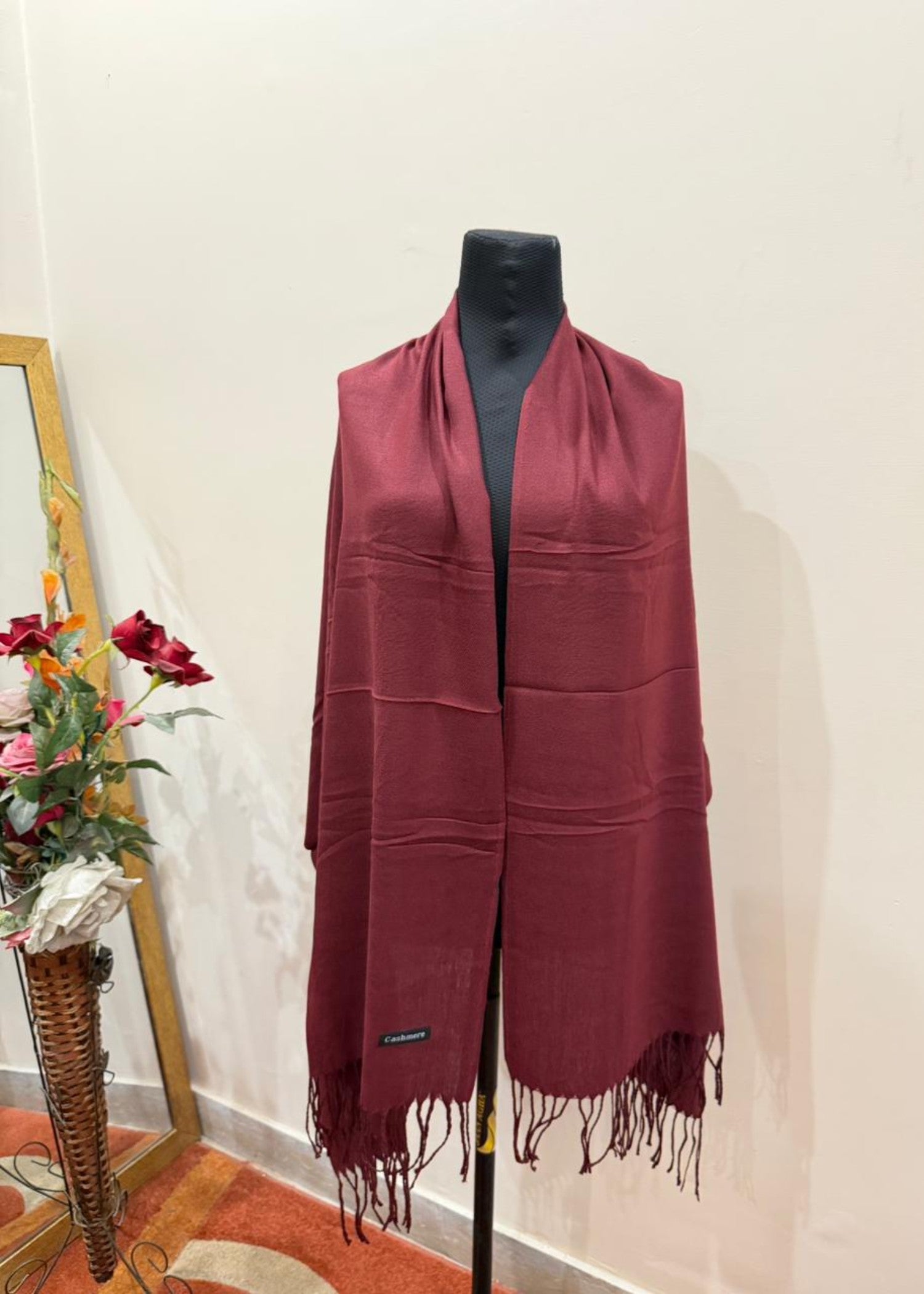 cashmere wool Hijab in Maroon