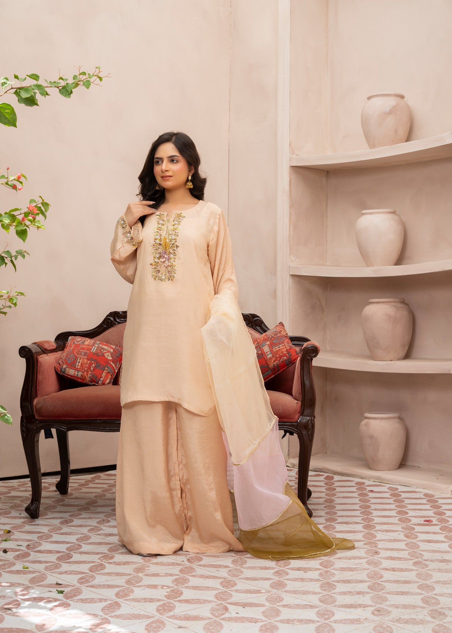 chiffon Kurta Set in Goldenrod