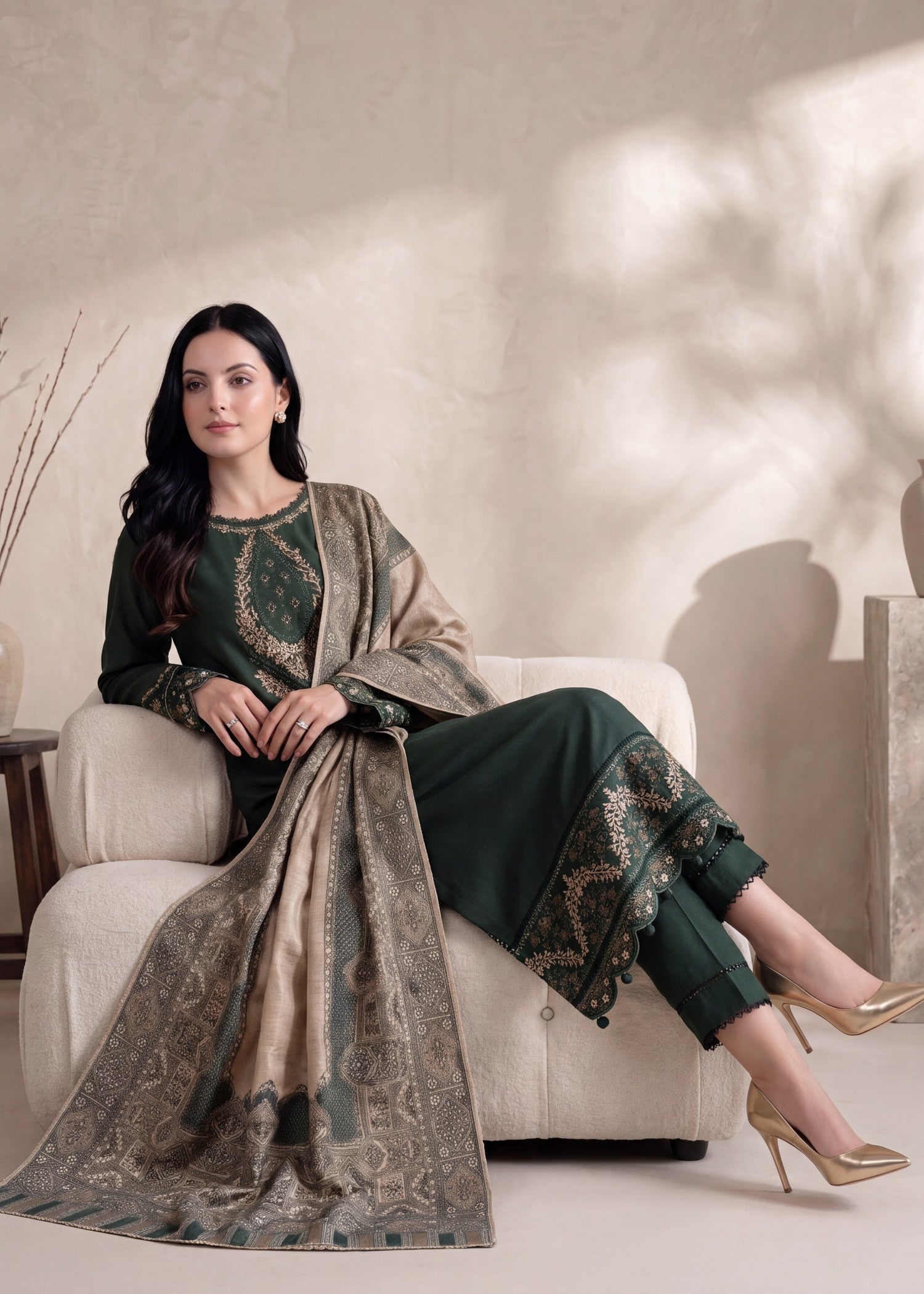 lawn Kurta Set in Green
