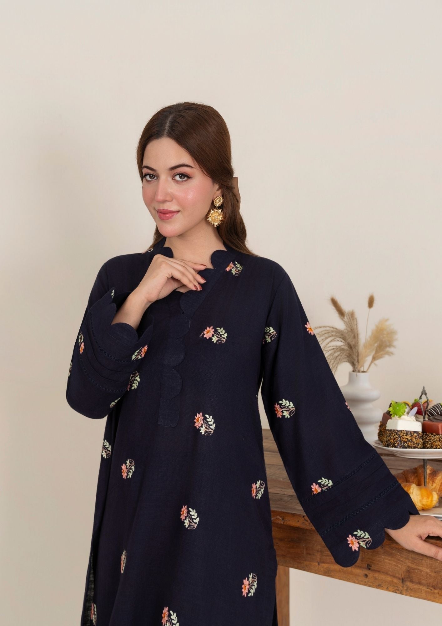 khaddar Kurta Set in Midnight