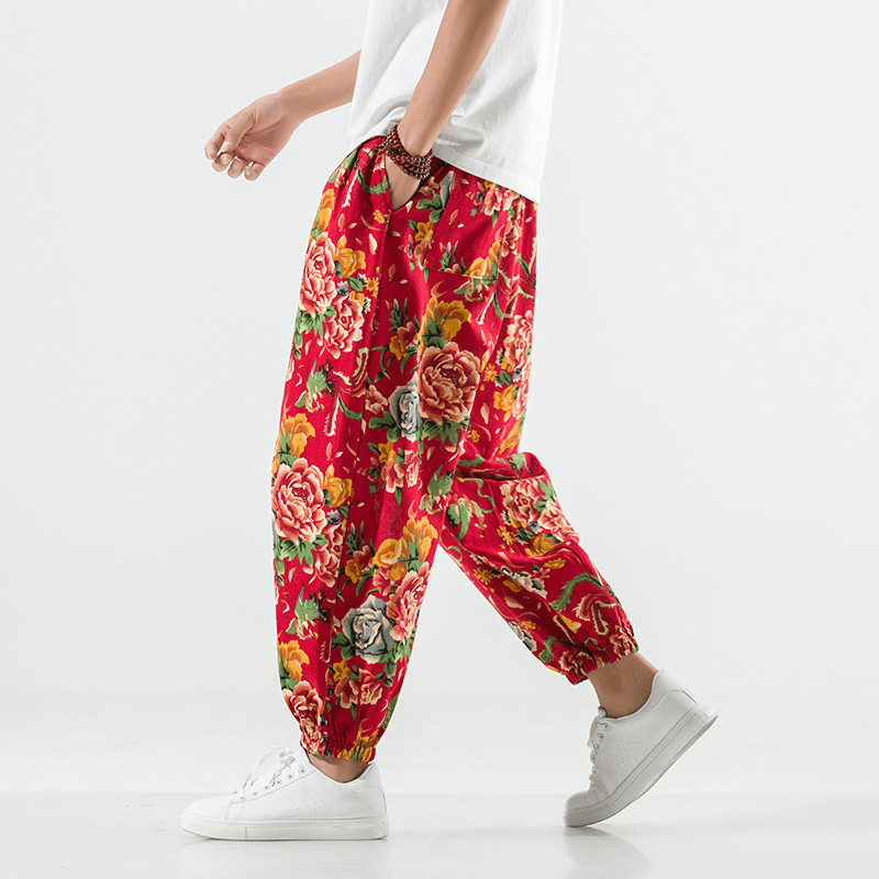 Breathable Cotton and Linen Casual plus Size Crotch Harem Pants Bloomers