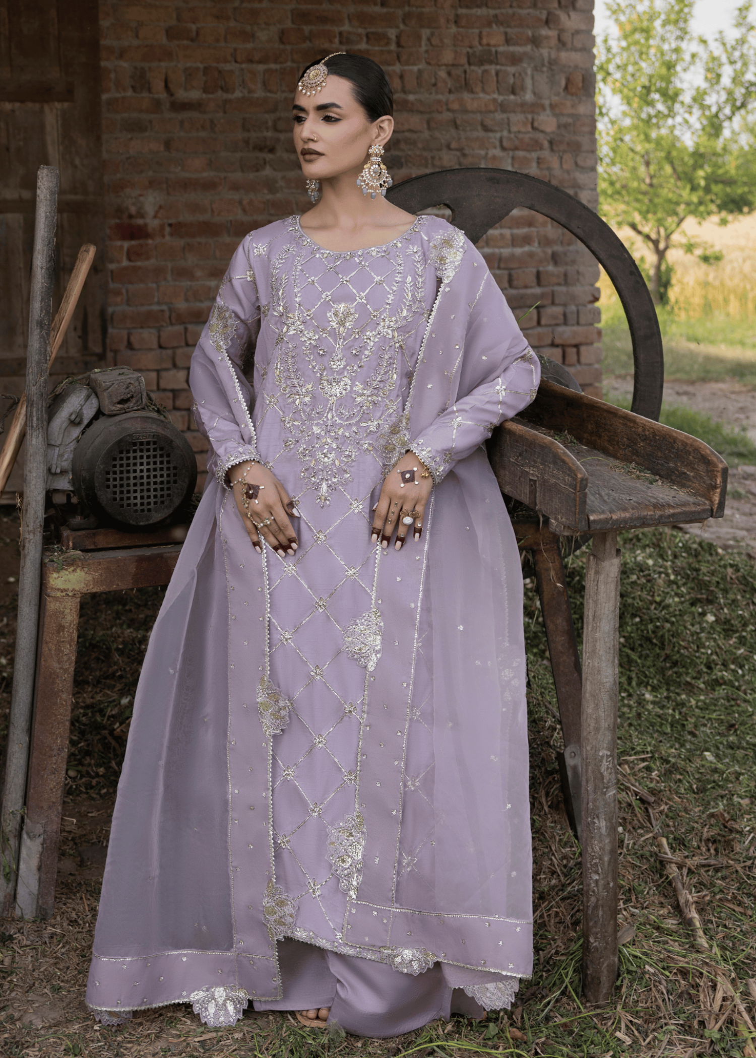 korean raw silk Kurta Set in Lavender