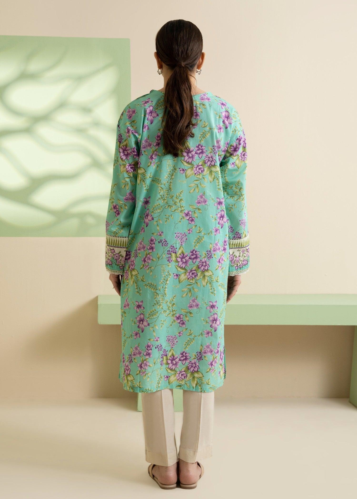 lawn Kurti in Aquamarine