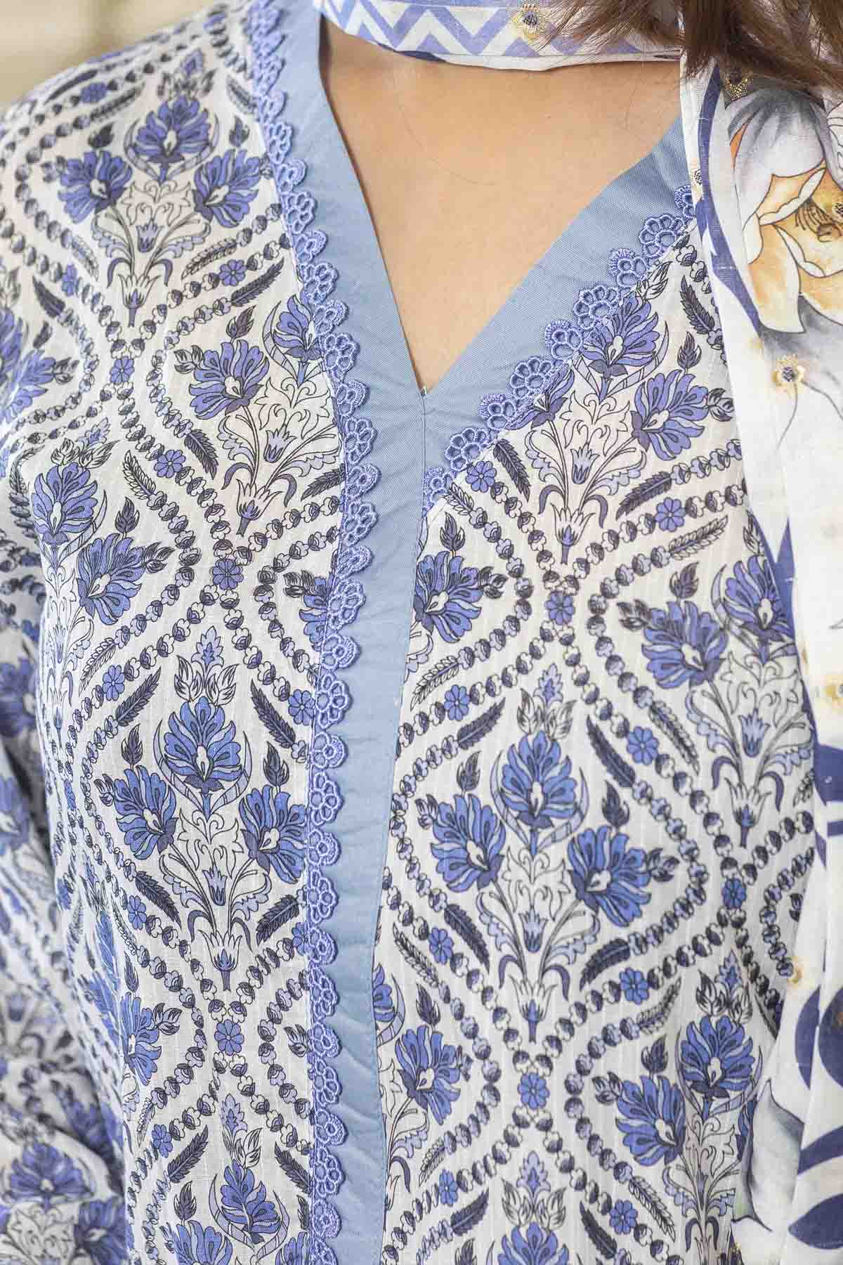 lawn voile Kurta Set in Turquoise