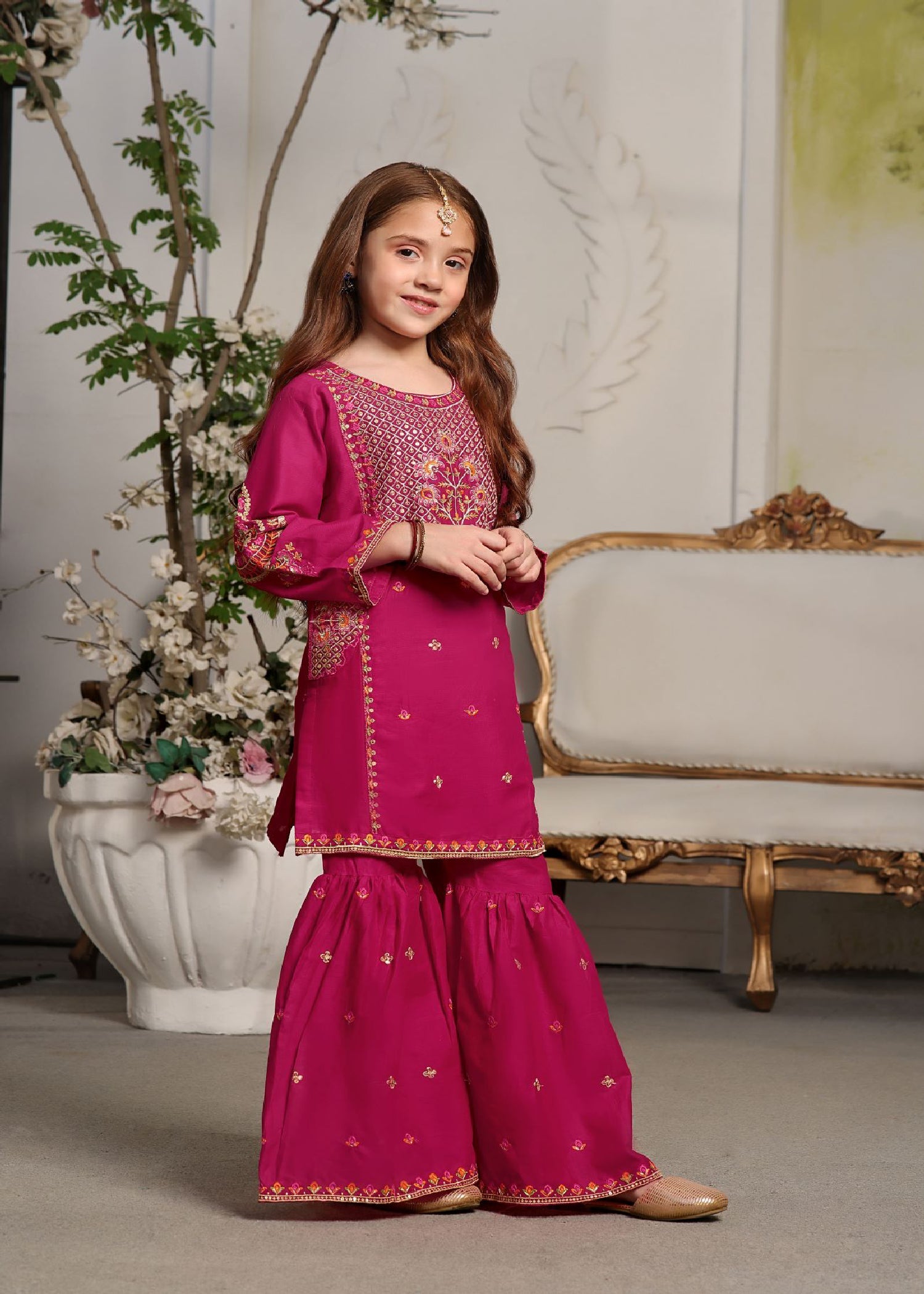 lawn Gharara in Pink
