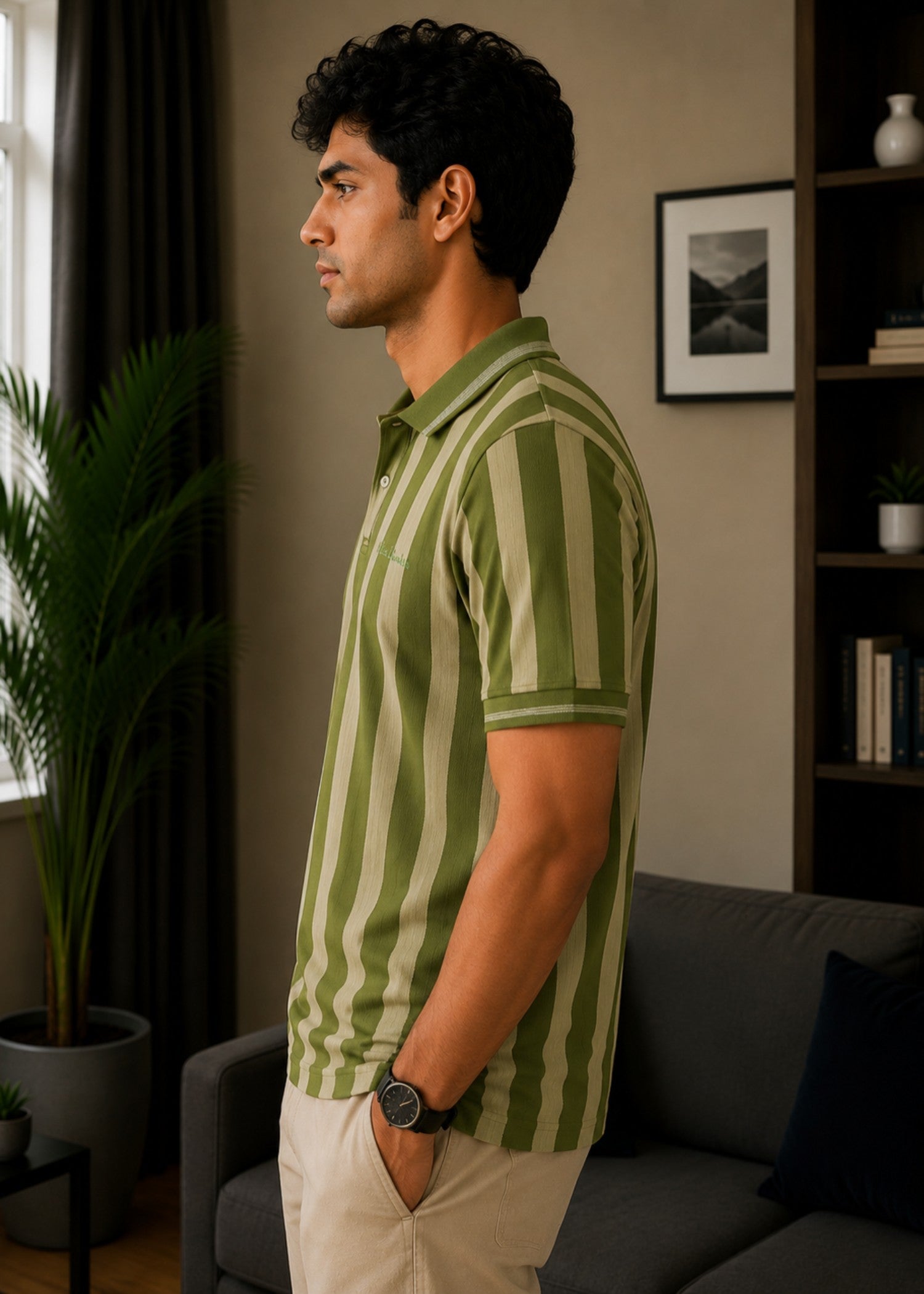 cotton Polo Shirt in Army green