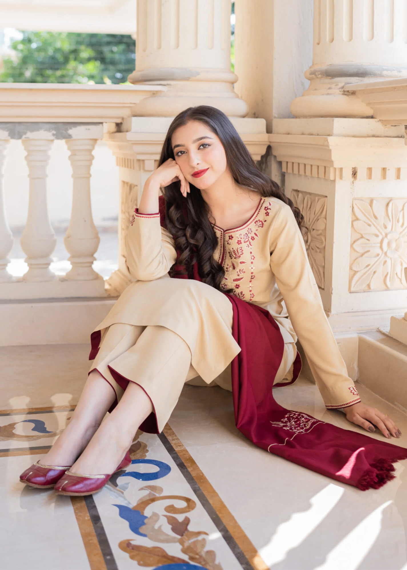 linen Kurta Set in Eggshell