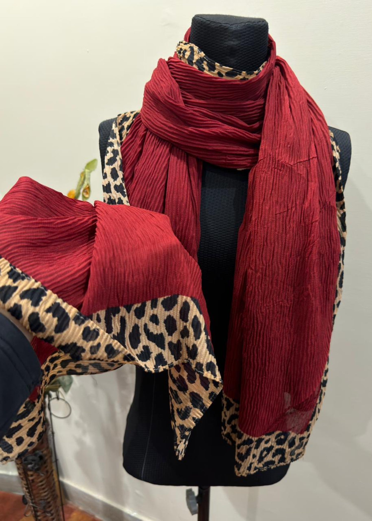 textured lawn Hijab in Cardinal red