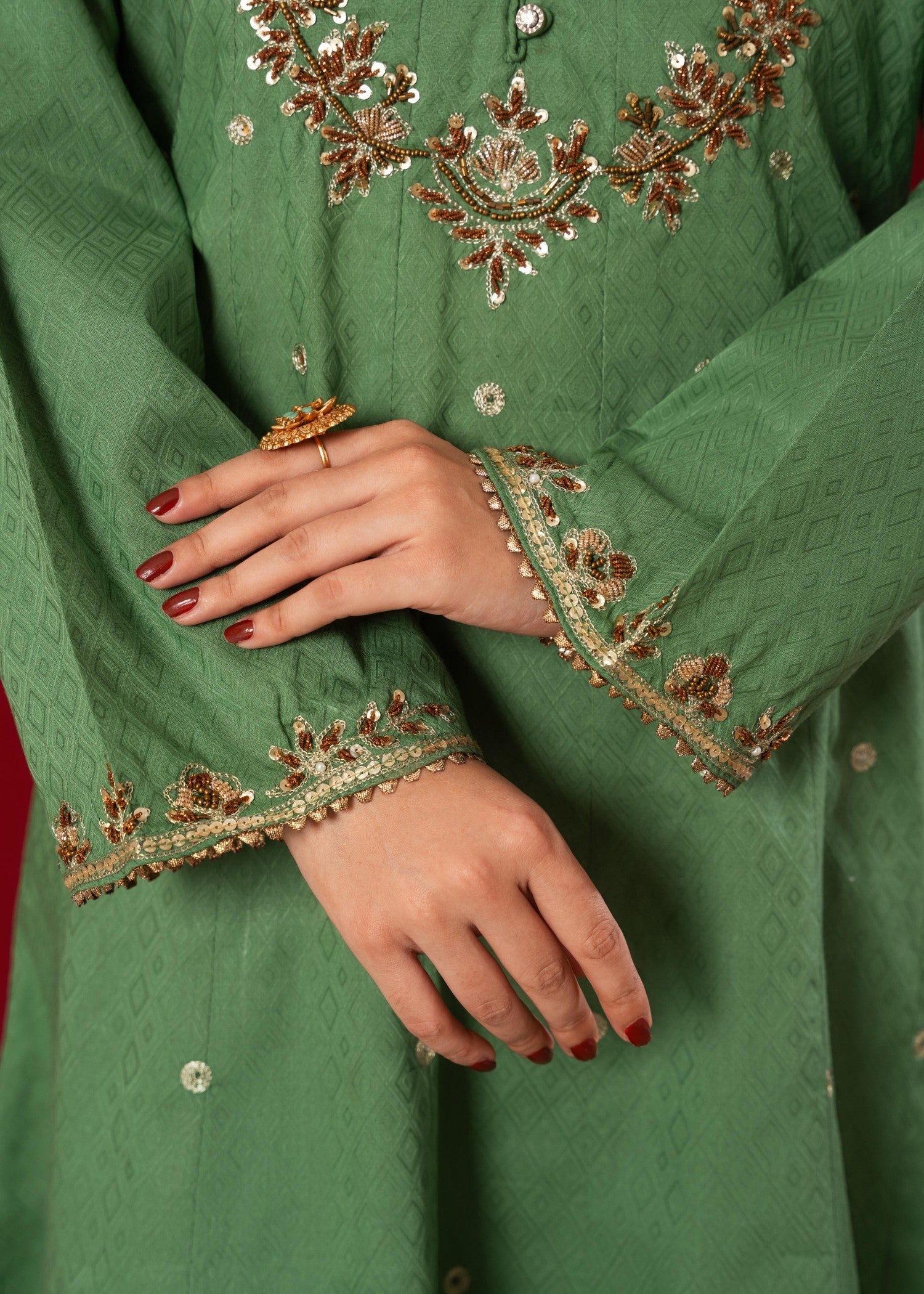 cotton Pishwas in Sea green