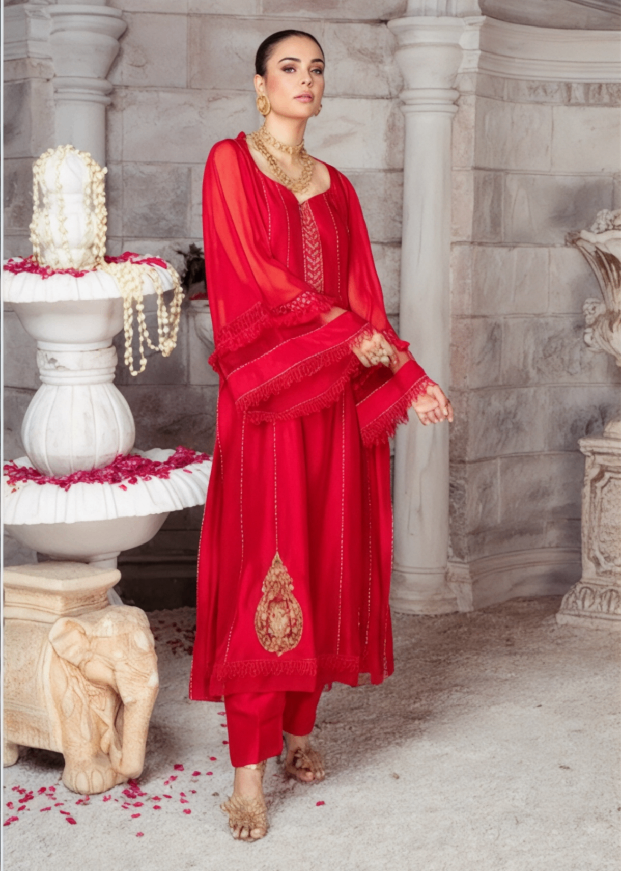 raw silk Kurti in Red